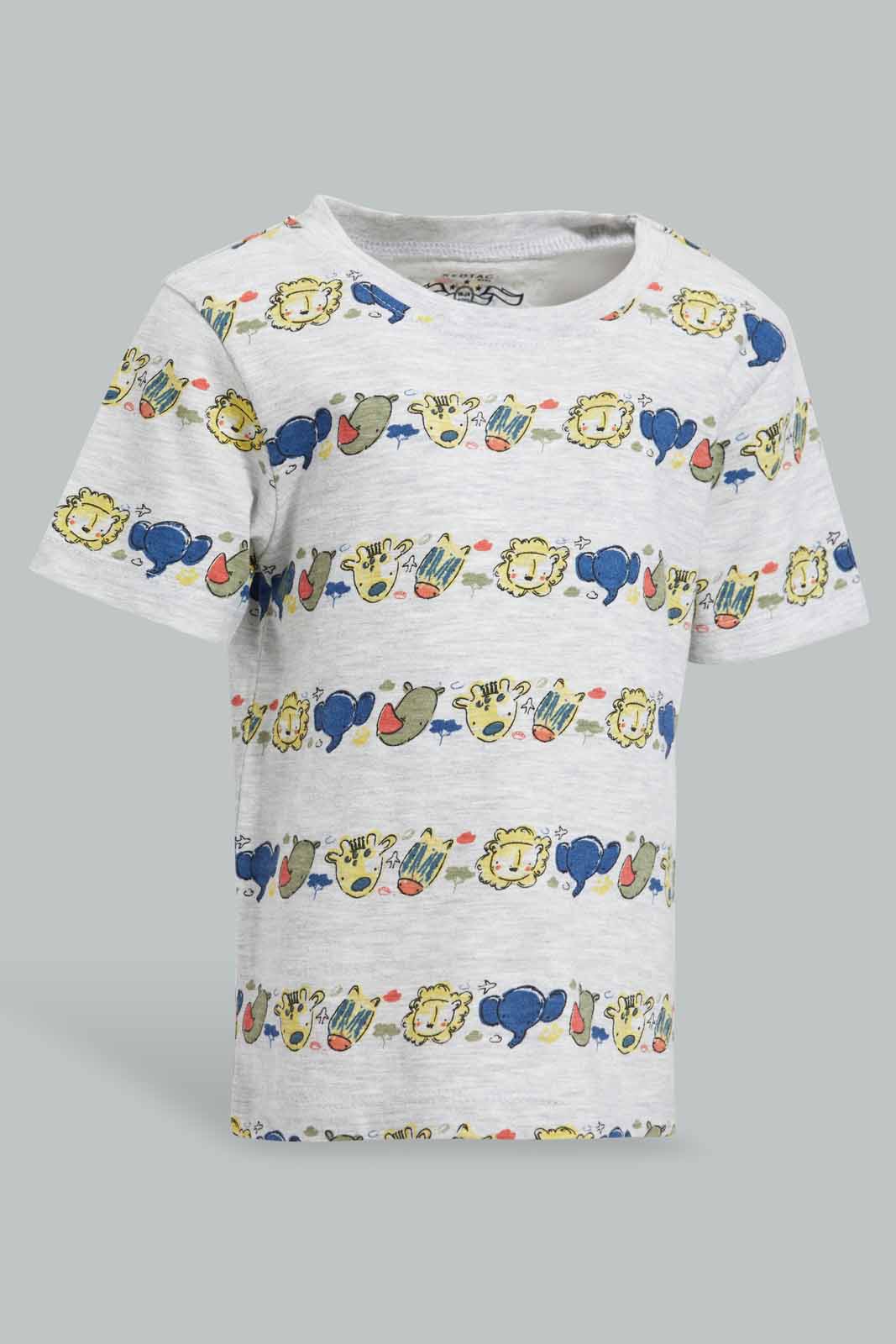 Redtag-Grey-Marl-Printed-Jungle-T-Shirt-Category:T-Shirts,-Colour:Grey,-Deals:New-In,-Filter:Infant-Boys-(3-to-24-Mths),-INB-T-Shirts,-New-In-INB-APL,-Non-Sale,-Section:Boys-(0-to-14Yrs),-TBL,-W22O-Infant-Boys-3 to 24 Months