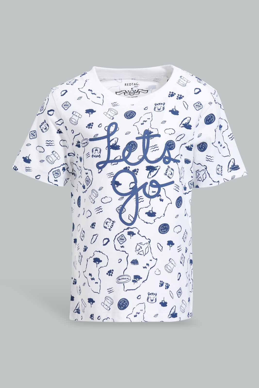 Redtag-Lemonade-Print-Front-Short-Sleeve-Tshirt-Category:T-Shirts,-Colour:White,-Deals:New-In,-Filter:Infant-Boys-(3-to-24-Mths),-INB-T-Shirts,-New-In-INB-APL,-Non-Sale,-Section:Boys-(0-to-14Yrs),-TBL,-W22O-Infant-Boys-3 to 24 Months
