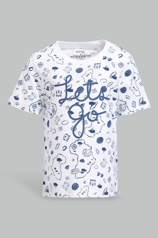 Redtag-Lemonade-Print-Front-Short-Sleeve-Tshirt-Category:T-Shirts,-Colour:White,-Deals:New-In,-Filter:Infant-Boys-(3-to-24-Mths),-INB-T-Shirts,-New-In-INB-APL,-Non-Sale,-Section:Boys-(0-to-14Yrs),-TBL,-W22O-Infant-Boys-3 to 24 Months