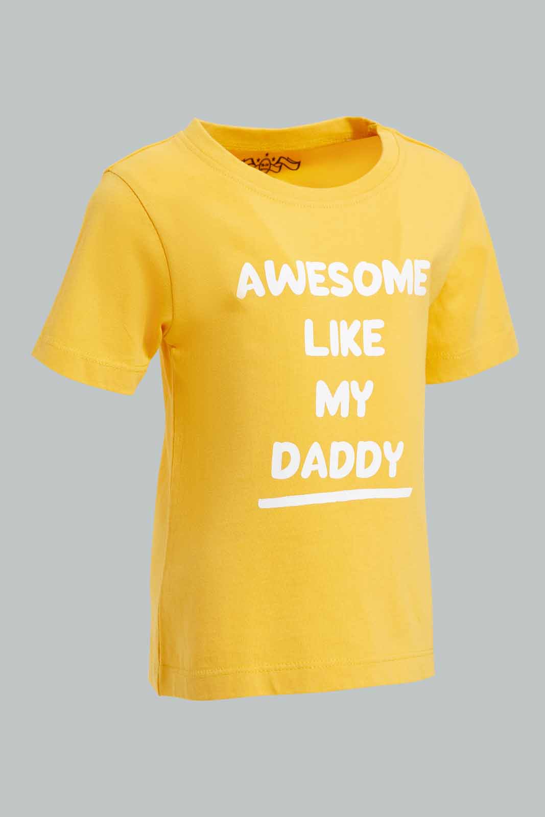 Redtag-Mustard-Awesome-Short-Sleeve-Tshirt-Category:T-Shirts,-Colour:Mustard,-Deals:New-In,-Filter:Infant-Boys-(3-to-24-Mths),-INB-T-Shirts,-New-In-INB-APL,-Non-Sale,-Section:Boys-(0-to-14Yrs),-TBL,-W22O-Infant-Boys-3 to 24 Months