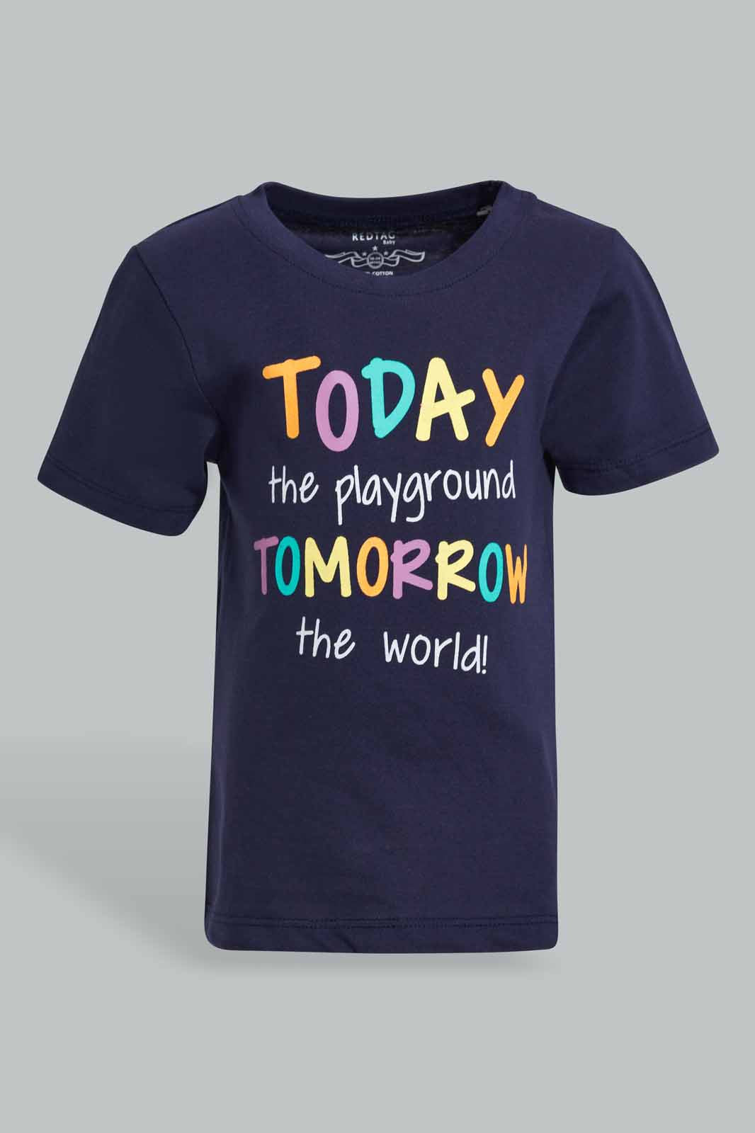 Redtag-Navy-Playground-Graphic-Short-Sleeve-Tshirt-Category:T-Shirts,-Colour:Navy,-Deals:New-In,-Filter:Infant-Boys-(3-to-24-Mths),-INB-T-Shirts,-New-In-INB-APL,-Non-Sale,-Section:Boys-(0-to-14Yrs),-TBL,-W22O-Infant-Boys-