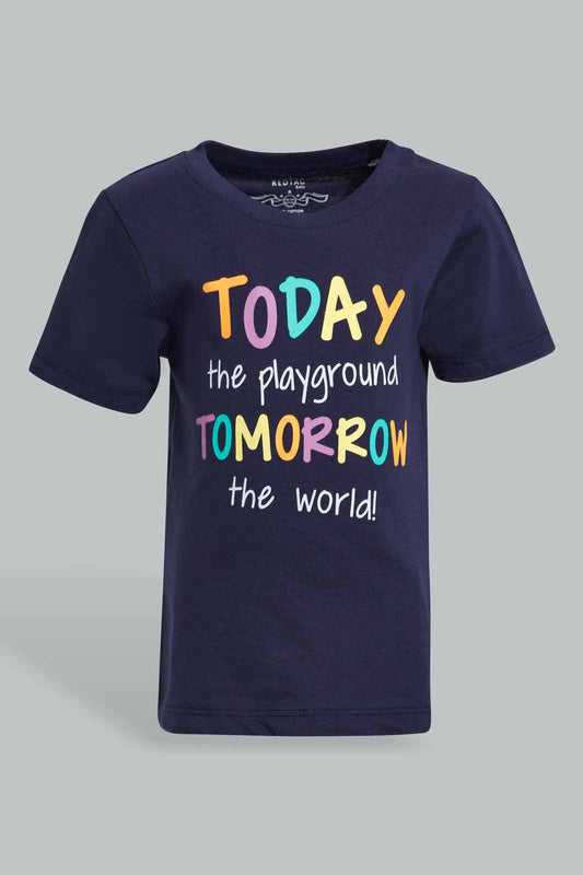 Redtag-Navy-Playground-Graphic-Short-Sleeve-Tshirt-Category:T-Shirts,-Colour:Navy,-Deals:New-In,-Filter:Infant-Boys-(3-to-24-Mths),-INB-T-Shirts,-New-In-INB-APL,-Non-Sale,-Section:Boys-(0-to-14Yrs),-TBL,-W22O-Infant-Boys-