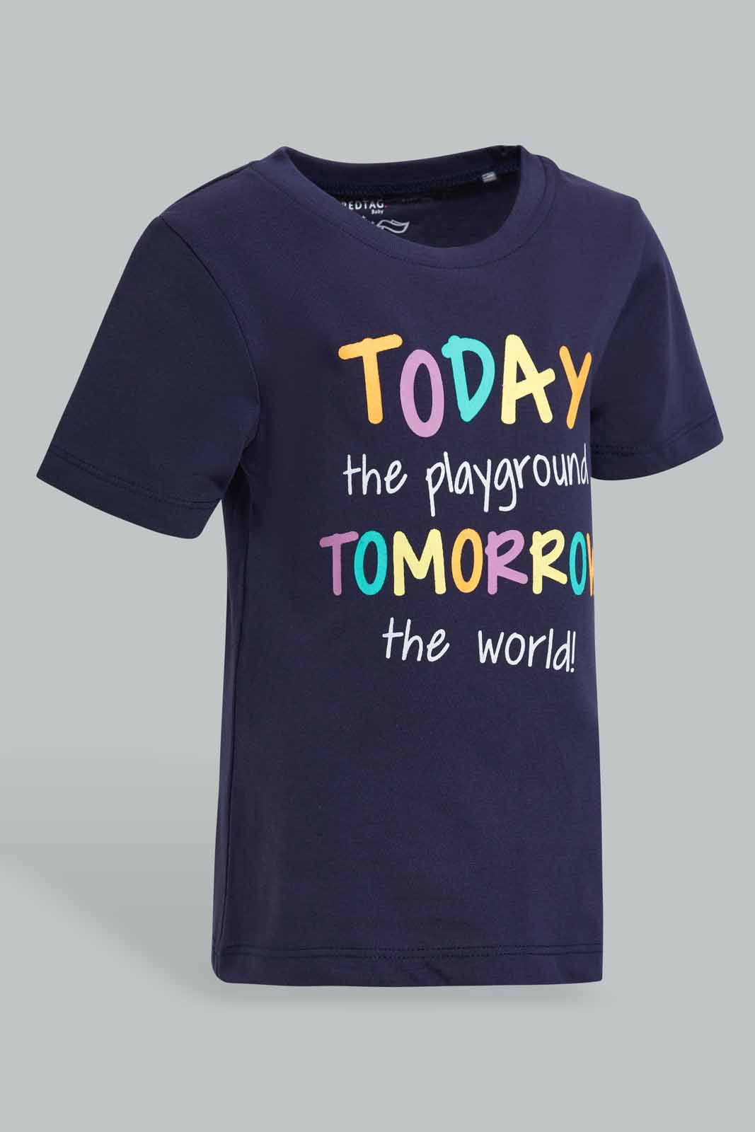 Redtag-Navy-Playground-Graphic-Short-Sleeve-Tshirt-Category:T-Shirts,-Colour:Navy,-Deals:New-In,-Filter:Infant-Boys-(3-to-24-Mths),-INB-T-Shirts,-New-In-INB-APL,-Non-Sale,-Section:Boys-(0-to-14Yrs),-TBL,-W22O-Infant-Boys-