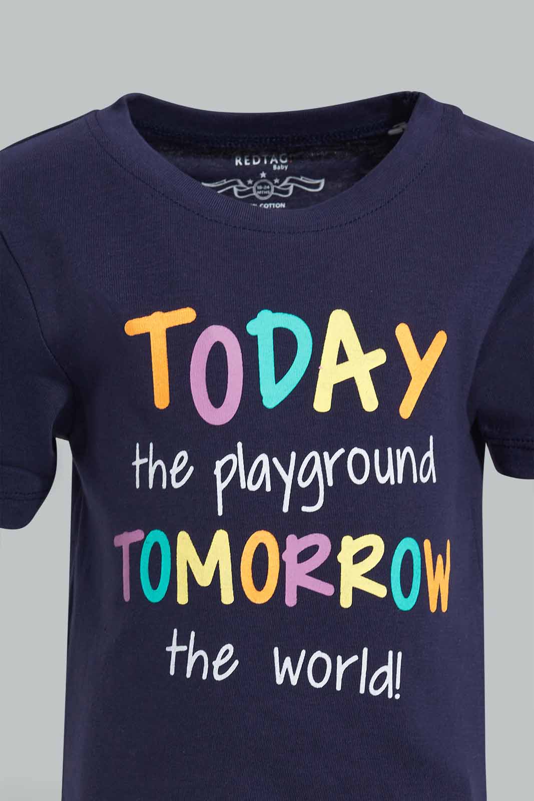Redtag-Navy-Playground-Graphic-Short-Sleeve-Tshirt-Category:T-Shirts,-Colour:Navy,-Deals:New-In,-Filter:Infant-Boys-(3-to-24-Mths),-INB-T-Shirts,-New-In-INB-APL,-Non-Sale,-Section:Boys-(0-to-14Yrs),-TBL,-W22O-Infant-Boys-