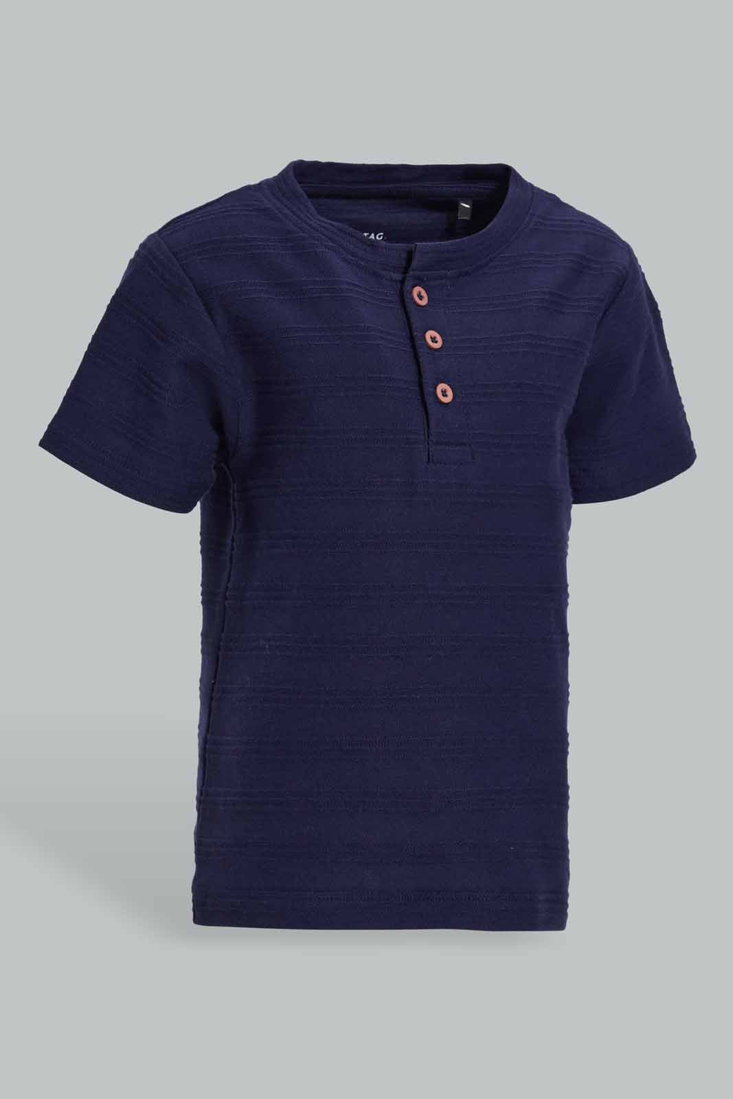 Redtag-Navy-Jacquard-T-Shirt-Category:T-Shirts,-Colour:Navy,-Deals:New-In,-Filter:Infant-Boys-(3-to-24-Mths),-INB-T-Shirts,-New-In-INB-APL,-Non-Sale,-Section:Boys-(0-to-14Yrs),-TBL,-W22O-Infant-Boys-