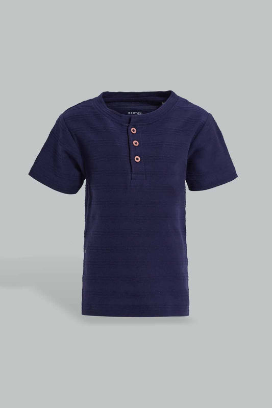 Redtag-Navy-Jacquard-T-Shirt-Category:T-Shirts,-Colour:Navy,-Deals:New-In,-Filter:Infant-Boys-(3-to-24-Mths),-INB-T-Shirts,-New-In-INB-APL,-Non-Sale,-Section:Boys-(0-to-14Yrs),-TBL,-W22O-Infant-Boys-