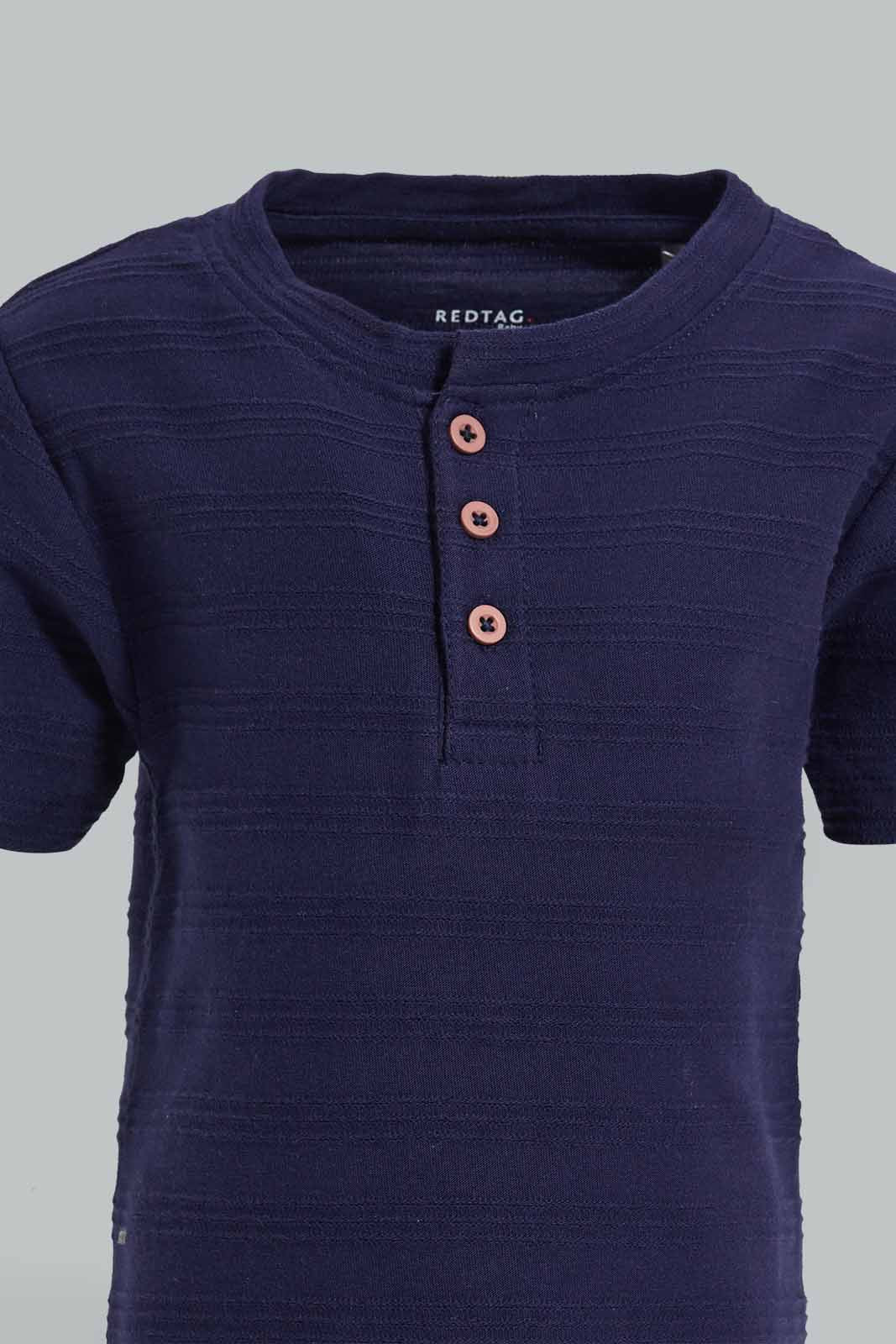 Redtag-Navy-Jacquard-T-Shirt-Category:T-Shirts,-Colour:Navy,-Deals:New-In,-Filter:Infant-Boys-(3-to-24-Mths),-INB-T-Shirts,-New-In-INB-APL,-Non-Sale,-Section:Boys-(0-to-14Yrs),-TBL,-W22O-Infant-Boys-