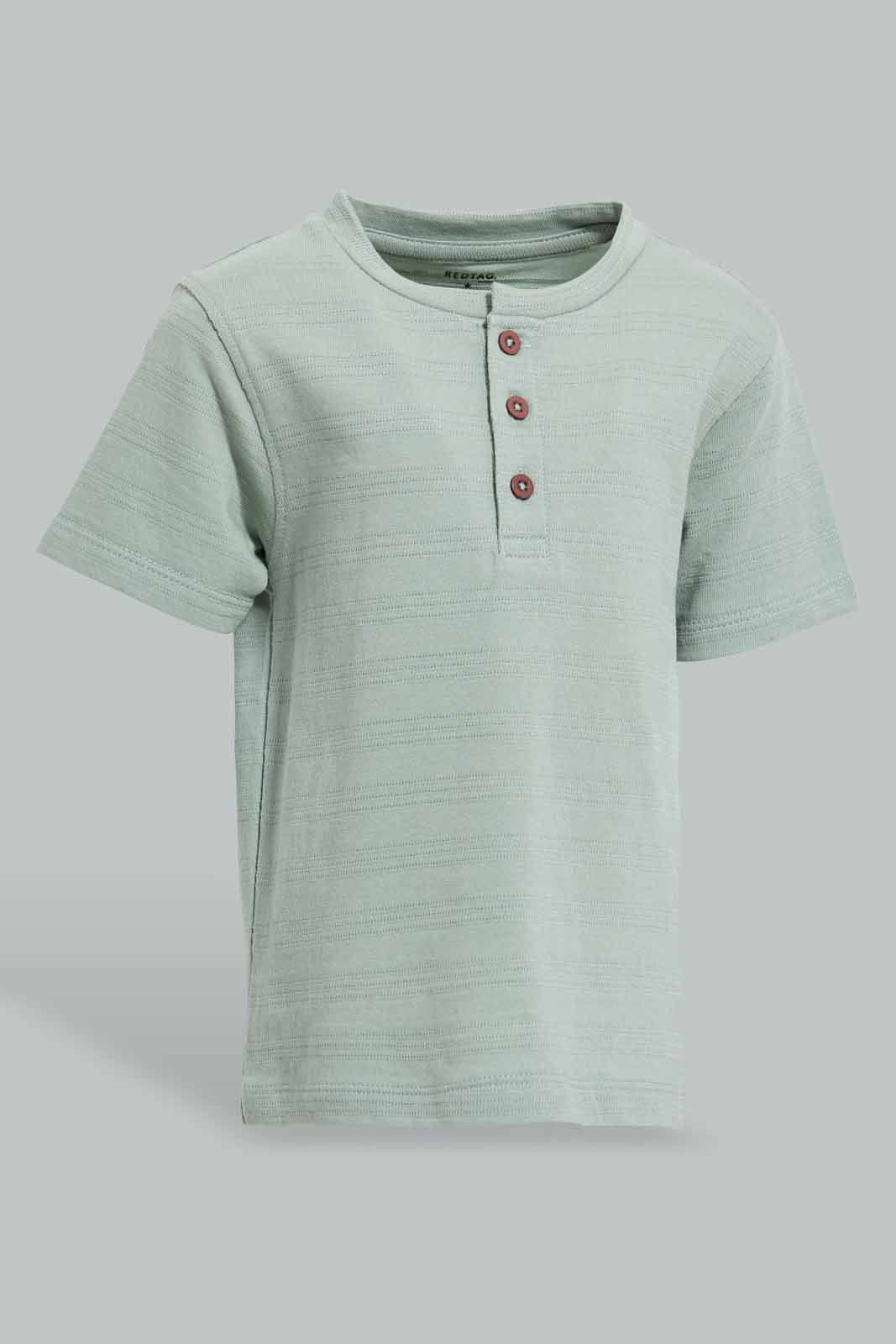 Redtag-Green-Jacquard-T-Shirt-Category:T-Shirts,-Colour:Green,-Deals:New-In,-Filter:Infant-Boys-(3-to-24-Mths),-INB-T-Shirts,-New-In-INB,-Non-Sale,-Section:Boys-(0-to-14Yrs),-TBL,-W22O-Infant-Boys-3 to 24 Months
