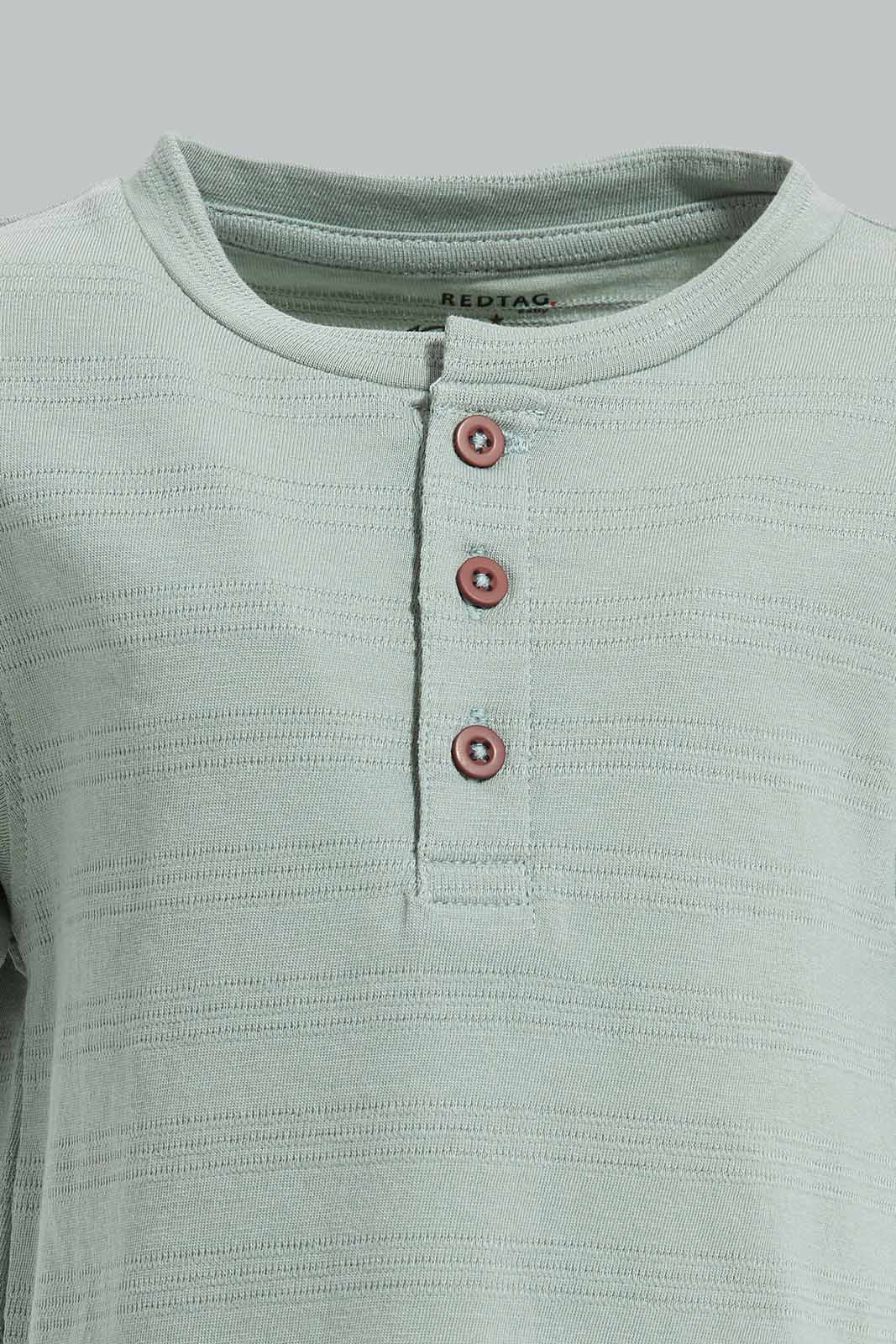 Redtag-Green-Jacquard-T-Shirt-Category:T-Shirts,-Colour:Green,-Deals:New-In,-Filter:Infant-Boys-(3-to-24-Mths),-INB-T-Shirts,-New-In-INB,-Non-Sale,-Section:Boys-(0-to-14Yrs),-TBL,-W22O-Infant-Boys-3 to 24 Months