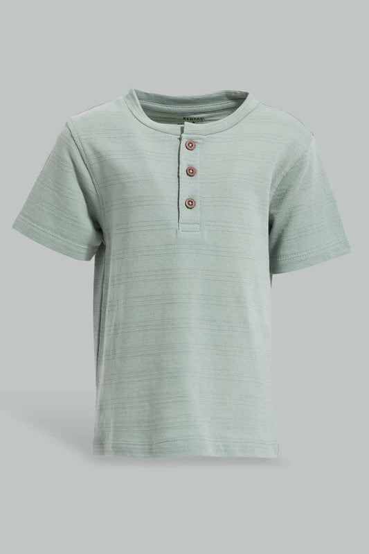 Redtag-Green-Jacquard-T-Shirt-Category:T-Shirts,-Colour:Green,-Deals:New-In,-Filter:Infant-Boys-(3-to-24-Mths),-INB-T-Shirts,-New-In-INB,-Non-Sale,-Section:Boys-(0-to-14Yrs),-TBL,-W22O-Infant-Boys-3 to 24 Months