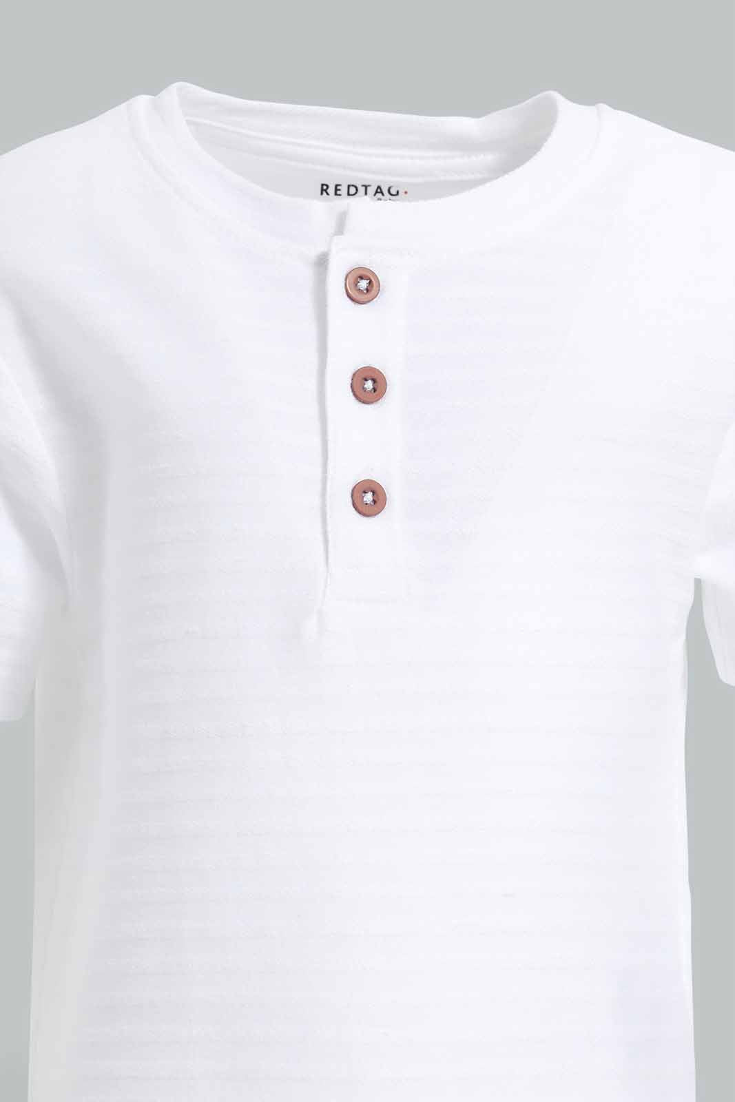Redtag-White-Jacquard-T-Shirt-Category:T-Shirts,-Colour:White,-Deals:New-In,-Filter:Infant-Boys-(3-to-24-Mths),-INB-T-Shirts,-New-In-INB-APL,-Non-Sale,-Section:Boys-(0-to-14Yrs),-TBL,-W22O-Infant-Boys-