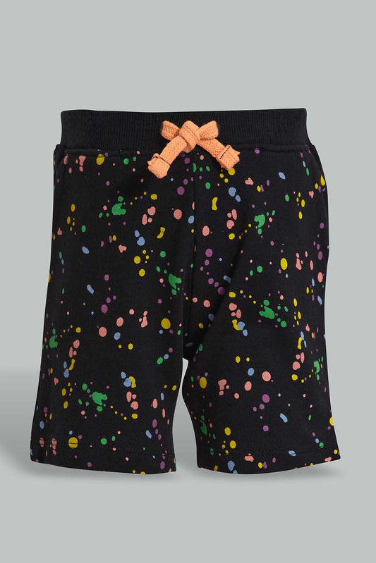 Redtag-Black-Paint-Splash-Active-Short-Category:Shorts,-Colour:Black,-Deals:New-In,-Filter:Infant-Boys-(3-to-24-Mths),-INB-Shorts,-New-In-INB-APL,-Non-Sale,-Section:Boys-(0-to-14Yrs),-TBL,-W22O-Infant-Boys-3 to 24 Months