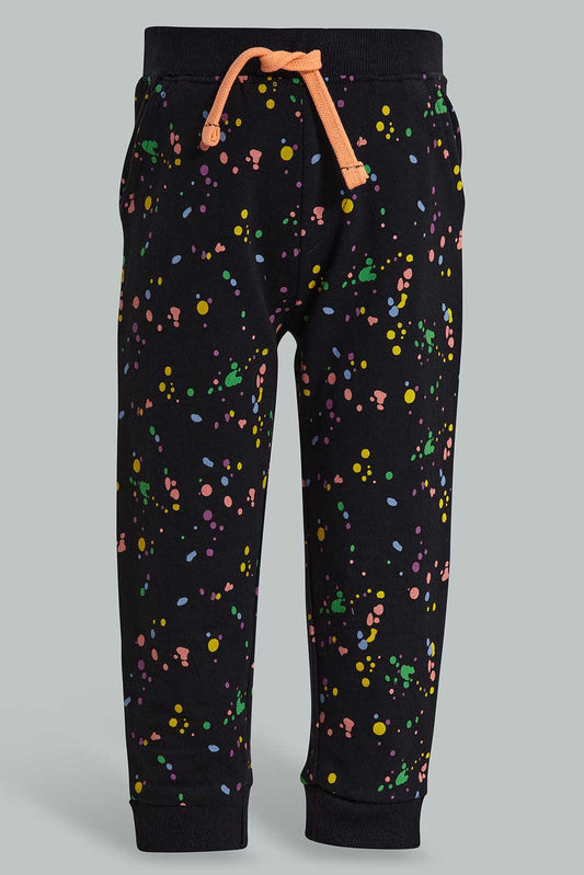 Redtag-Black-Paint-Splash-Knit-Jogger-Category:Joggers,-Colour:Black,-Deals:New-In,-Filter:Infant-Boys-(3-to-24-Mths),-INB-Joggers,-New-In-INB-APL,-Non-Sale,-Section:Boys-(0-to-14Yrs),-TBL,-W22O-Infant-Boys-3 to 24 Months