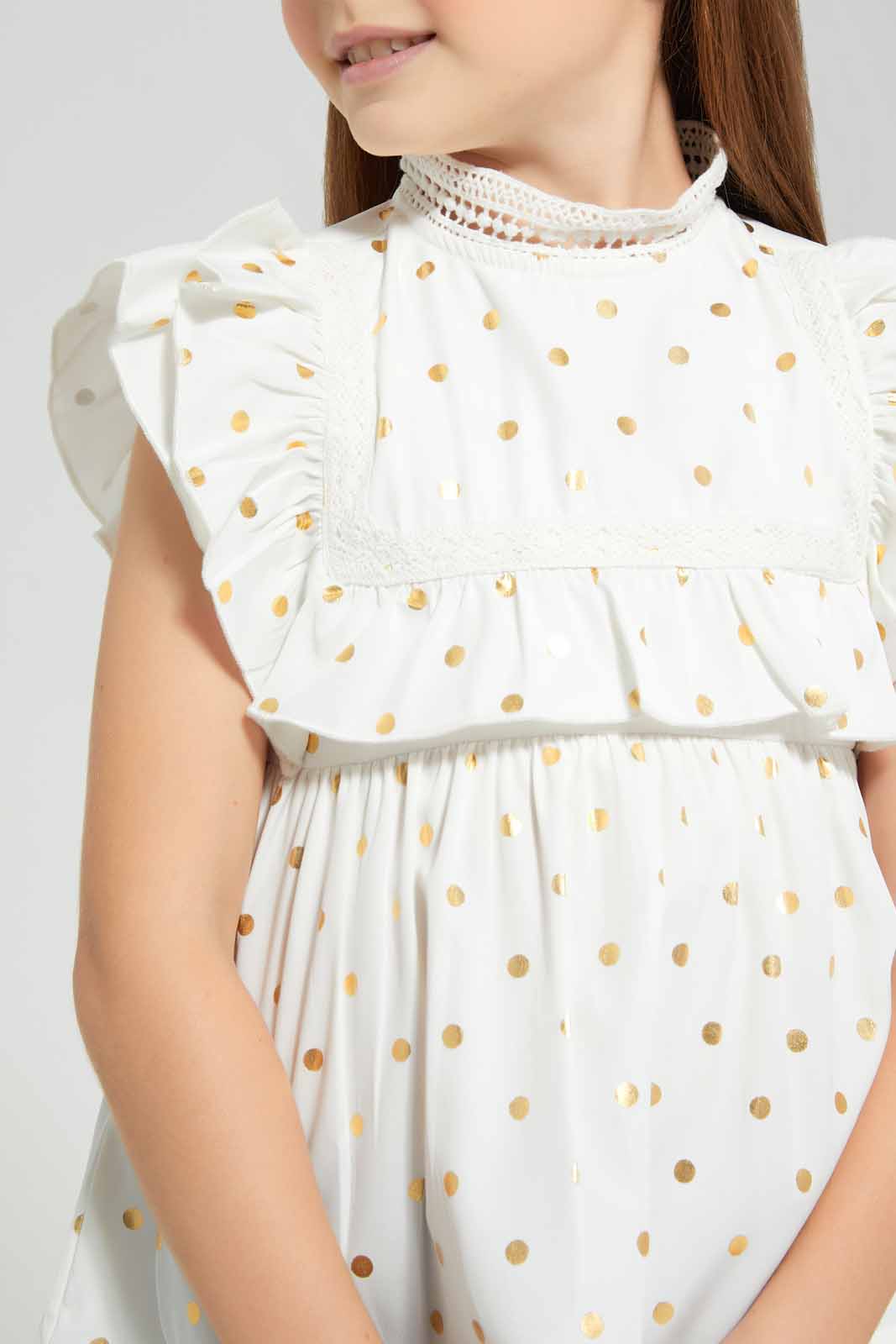 Redtag-White-Foil-Ruffle-Blouse-Category:Blouses,-Colour:White,-Deals:New-In,-EID,-Filter:Girls-(2-to-8-Yrs),-GIR-Blouses,-New-In-GIR-APL,-Non-Sale,-Section:Girls-(0-to-14Yrs),-W22O-Girls-2 to 8 Years