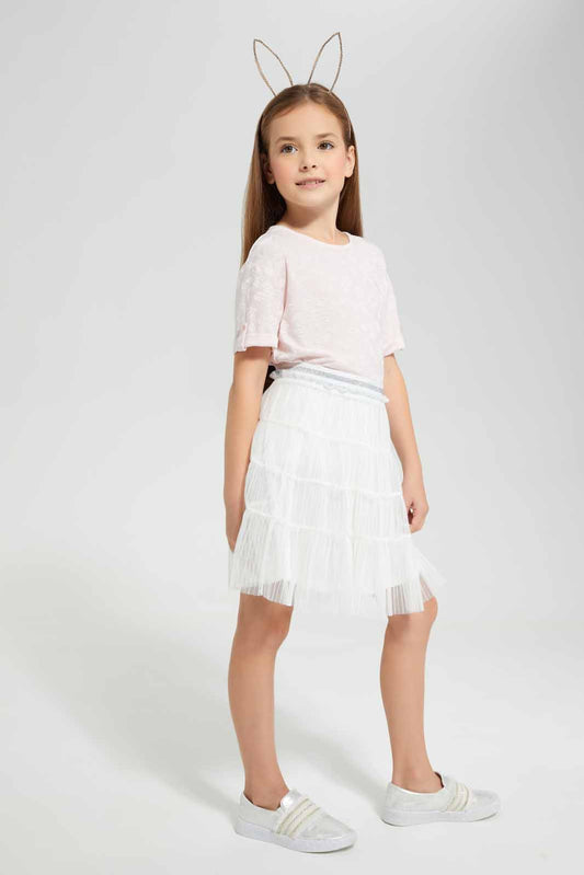 Redtag-Pink-Jacquard-Blouse-Pink-Category:Blouses,-Colour:Apricot,-Deals:New-In,-EID,-Filter:Girls-(2-to-8-Yrs),-GIR-Blouses,-New-In-GIR-APL,-Non-Sale,-Section:Girls-(0-to-14Yrs),-W22O-Girls-2 to 8 Years