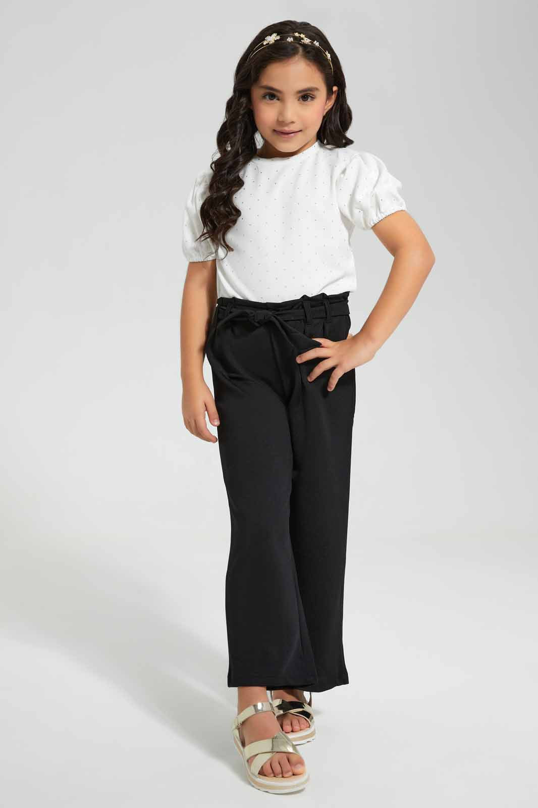 Redtag-White-Crepe-Giltter-Puff-Sleeve-Blouse-Category:Blouses,-Colour:White,-Deals:New-In,-EID,-Filter:Girls-(2-to-8-Yrs),-GIR-Blouses,-New-In-GIR,-Non-Sale,-Section:Girls-(0-to-14Yrs),-W22O-Girls-2 to 8 Years