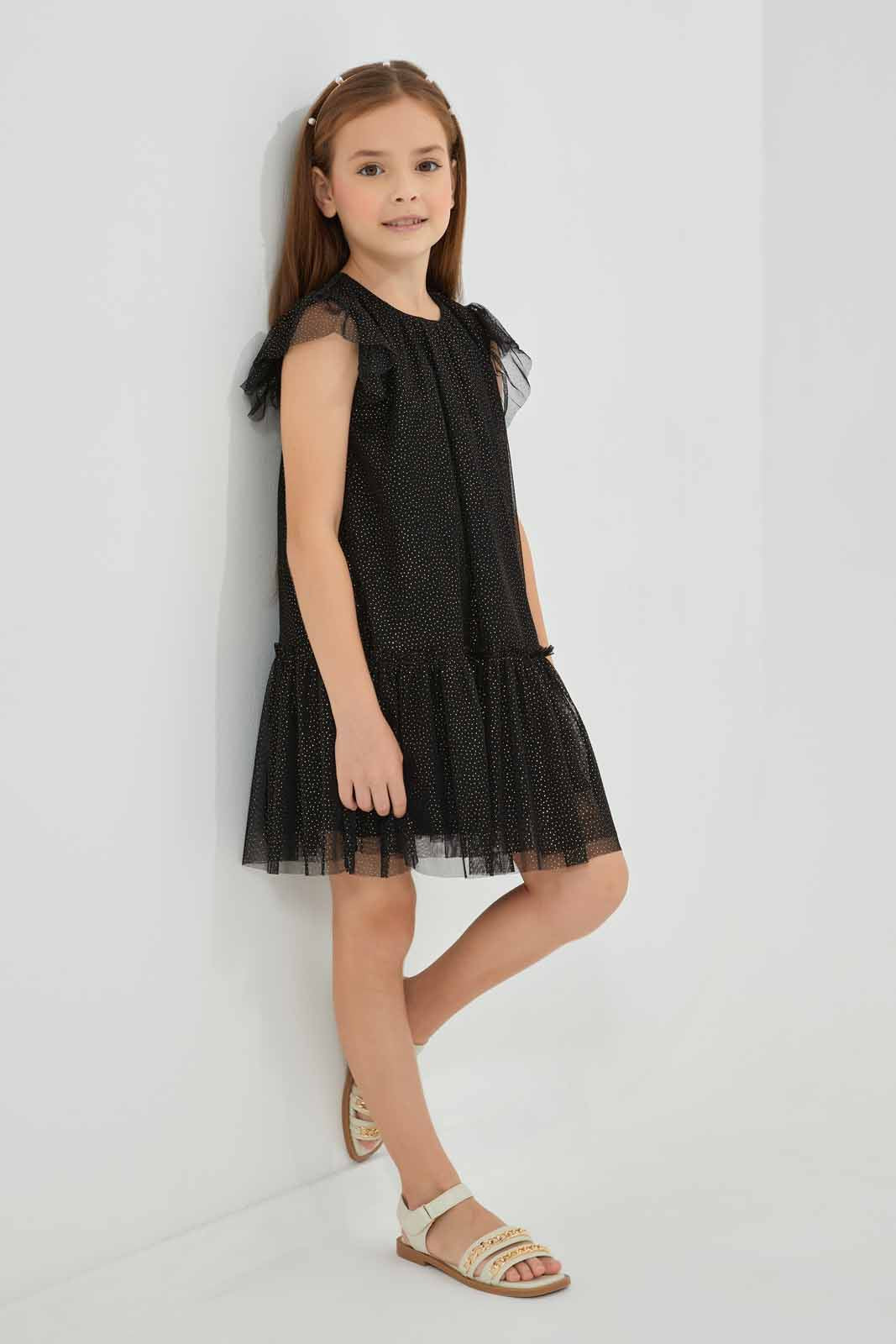 Redtag-Black-Glitter-Tulle-Dress-Category:Dresses,-Colour:Black,-Deals:New-In,-EID,-Filter:Girls-(2-to-8-Yrs),-GIR-Dresses,-New-In-GIR-APL,-Non-Sale,-Section:Girls-(0-to-14Yrs),-W22O-Girls-2 to 8 Years