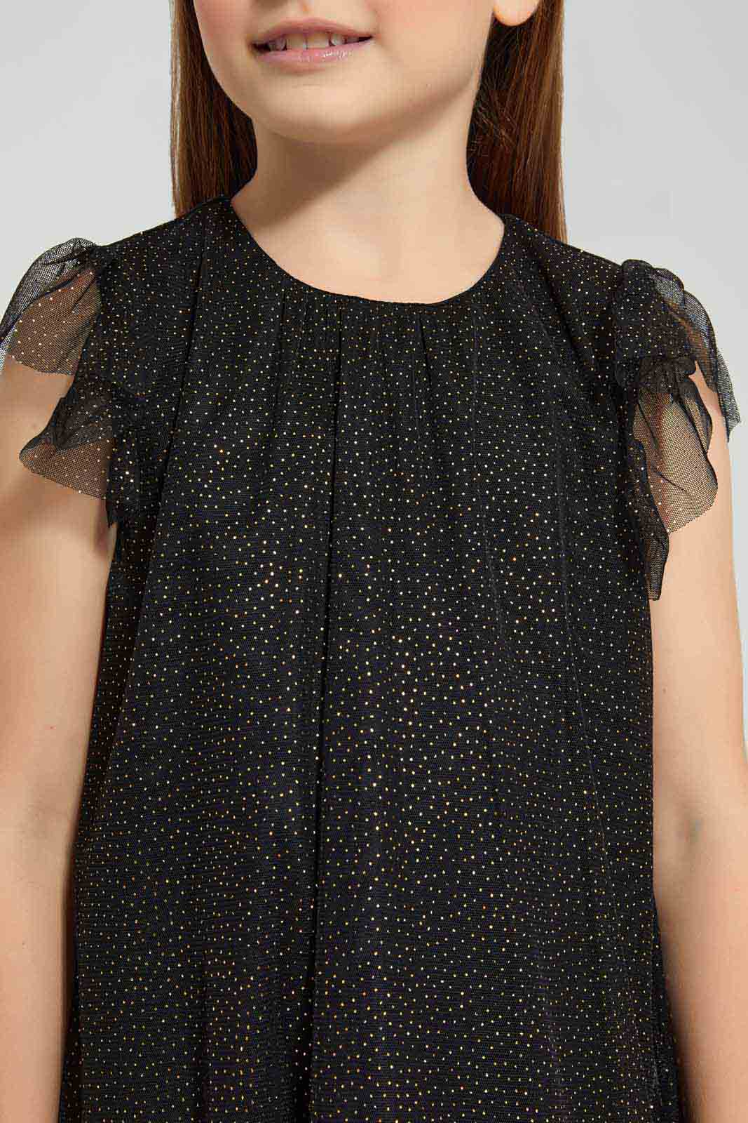 Redtag-Black-Glitter-Tulle-Dress-Category:Dresses,-Colour:Black,-Deals:New-In,-EID,-Filter:Girls-(2-to-8-Yrs),-GIR-Dresses,-New-In-GIR-APL,-Non-Sale,-Section:Girls-(0-to-14Yrs),-W22O-Girls-2 to 8 Years