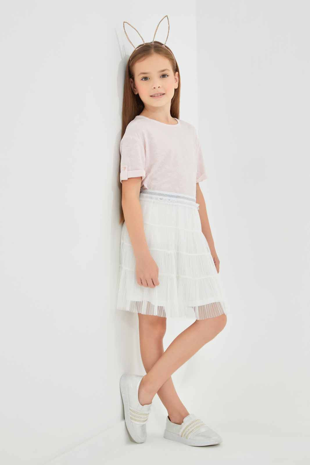 Redtag-White-Tiered-Mesh-Skirt-Category:Skirts,-Colour:White,-Deals:New-In,-EID,-Filter:Girls-(2-to-8-Yrs),-GIR-Skirts,-New-In-GIR-APL,-Non-Sale,-Section:Girls-(0-to-14Yrs),-W22O-Girls-2 to 8 Years