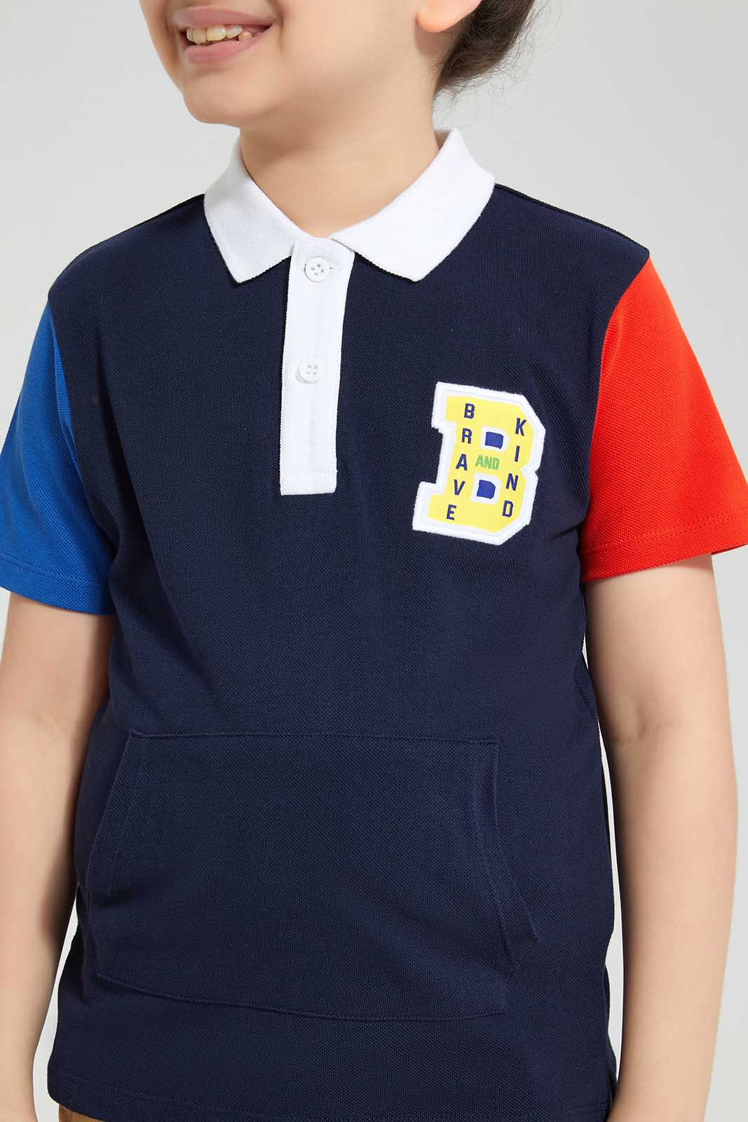 Redtag-Navy-Kangaroo-Pocket-Polo-Shirt-BOY-Polo-T-Shirts,-Category:Polo-T-Shirts,-Colour:Navy,-Deals:New-In,-Filter:Boys-(2-to-8-Yrs),-New-In-BOY-APL,-Non-Sale,-Section:Boys-(0-to-14Yrs),-W22O-Boys-2 to 8 Years