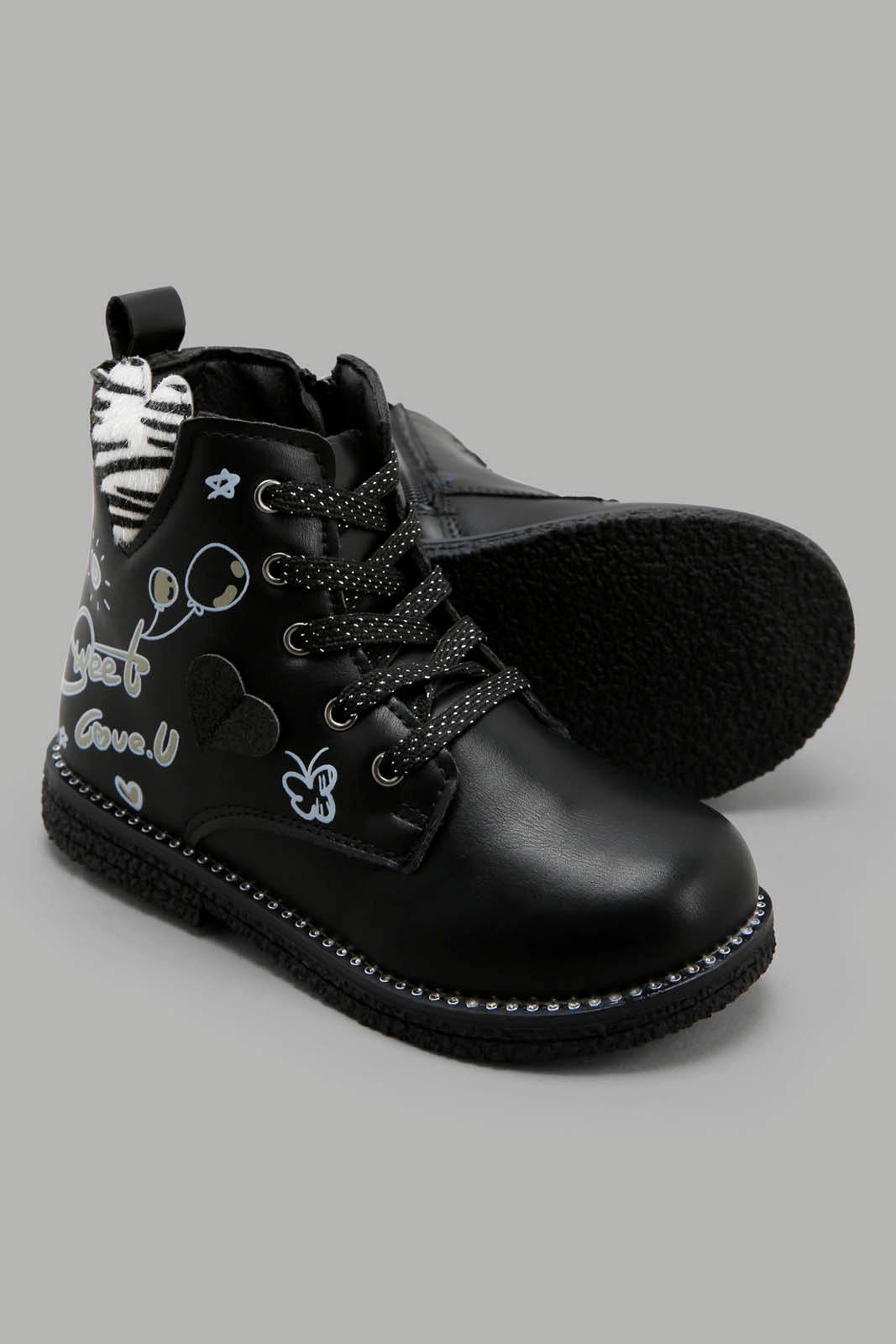 Redtag-Black-Chukka-Boots-Category:Boots,-Colour:Black,-Deals:New-In,-Filter:Girls-Footwear-(3-to-5-Yrs),-GIR-Boots,-New-In-GIR-FOO,-Non-Sale,-Section:Boys-(0-to-14Yrs),-W22B-Girls-3 to 5 Years