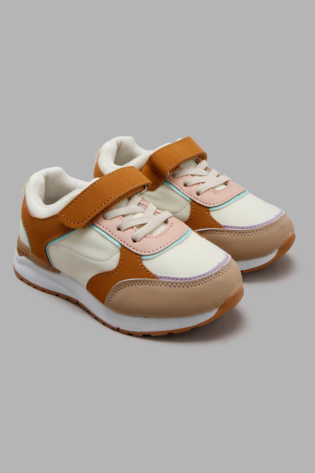 Redtag-Beige-Velcro-Strap-Sneaker-Category:Trainers,-Colour:Beige,-Deals:New-In,-Filter:Girls-Footwear-(3-to-5-Yrs),-GIR-Trainers,-New-In-GIR-FOO,-Non-Sale,-Section:Girls-(0-to-14Yrs),-W22B-Girls-3 to 5 Years