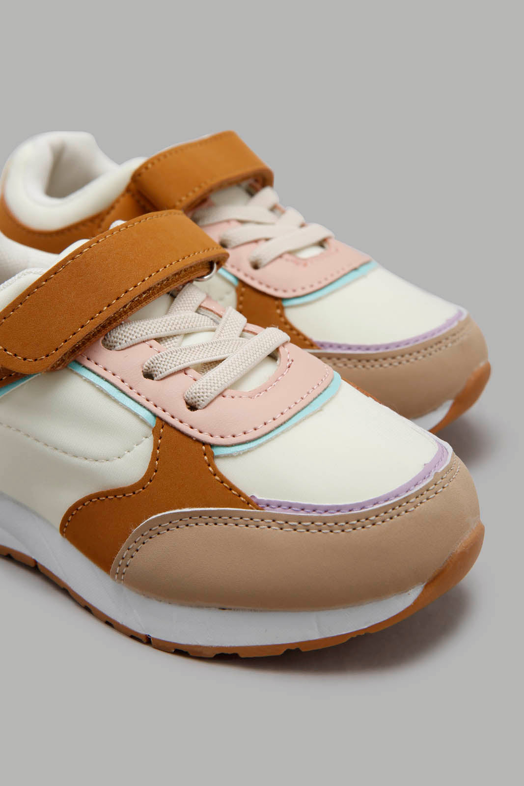 Redtag-Beige-Velcro-Strap-Sneaker-Category:Trainers,-Colour:Beige,-Deals:New-In,-Filter:Girls-Footwear-(3-to-5-Yrs),-GIR-Trainers,-New-In-GIR-FOO,-Non-Sale,-Section:Girls-(0-to-14Yrs),-W22B-Girls-3 to 5 Years