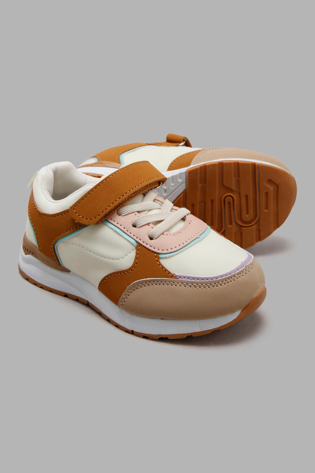 Redtag-Beige-Velcro-Strap-Sneaker-Category:Trainers,-Colour:Beige,-Deals:New-In,-Filter:Girls-Footwear-(3-to-5-Yrs),-GIR-Trainers,-New-In-GIR-FOO,-Non-Sale,-Section:Girls-(0-to-14Yrs),-W22B-Girls-3 to 5 Years
