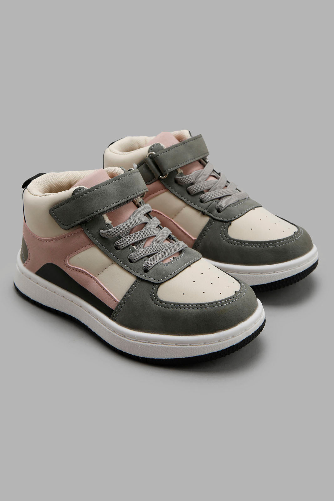 Redtag-Grey-High-Top-Sneaker-Category:Trainers,-Colour:Grey,-Deals:New-In,-Filter:Girls-Footwear-(3-to-5-Yrs),-GIR-Trainers,-New-In-GIR-FOO,-Non-Sale,-Section:Girls-(0-to-14Yrs),-W22B-Girls-3 to 5 Years