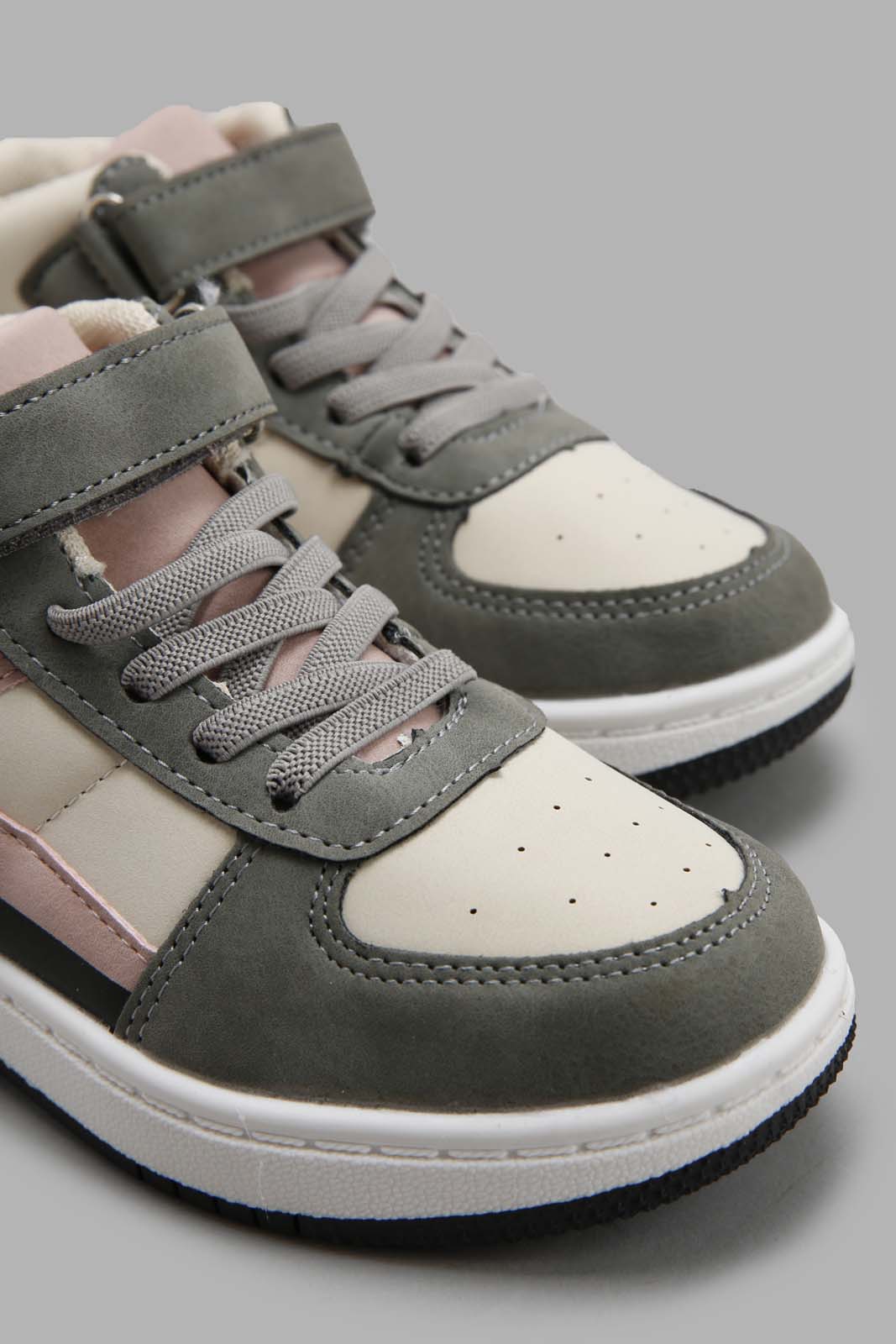 Redtag-Grey-High-Top-Sneaker-Category:Trainers,-Colour:Grey,-Deals:New-In,-Filter:Girls-Footwear-(3-to-5-Yrs),-GIR-Trainers,-New-In-GIR-FOO,-Non-Sale,-Section:Girls-(0-to-14Yrs),-W22B-Girls-3 to 5 Years