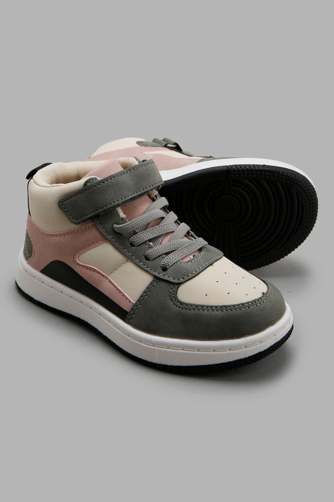 Redtag-Grey-High-Top-Sneaker-Category:Trainers,-Colour:Grey,-Deals:New-In,-Filter:Girls-Footwear-(3-to-5-Yrs),-GIR-Trainers,-New-In-GIR-FOO,-Non-Sale,-Section:Girls-(0-to-14Yrs),-W22B-Girls-3 to 5 Years