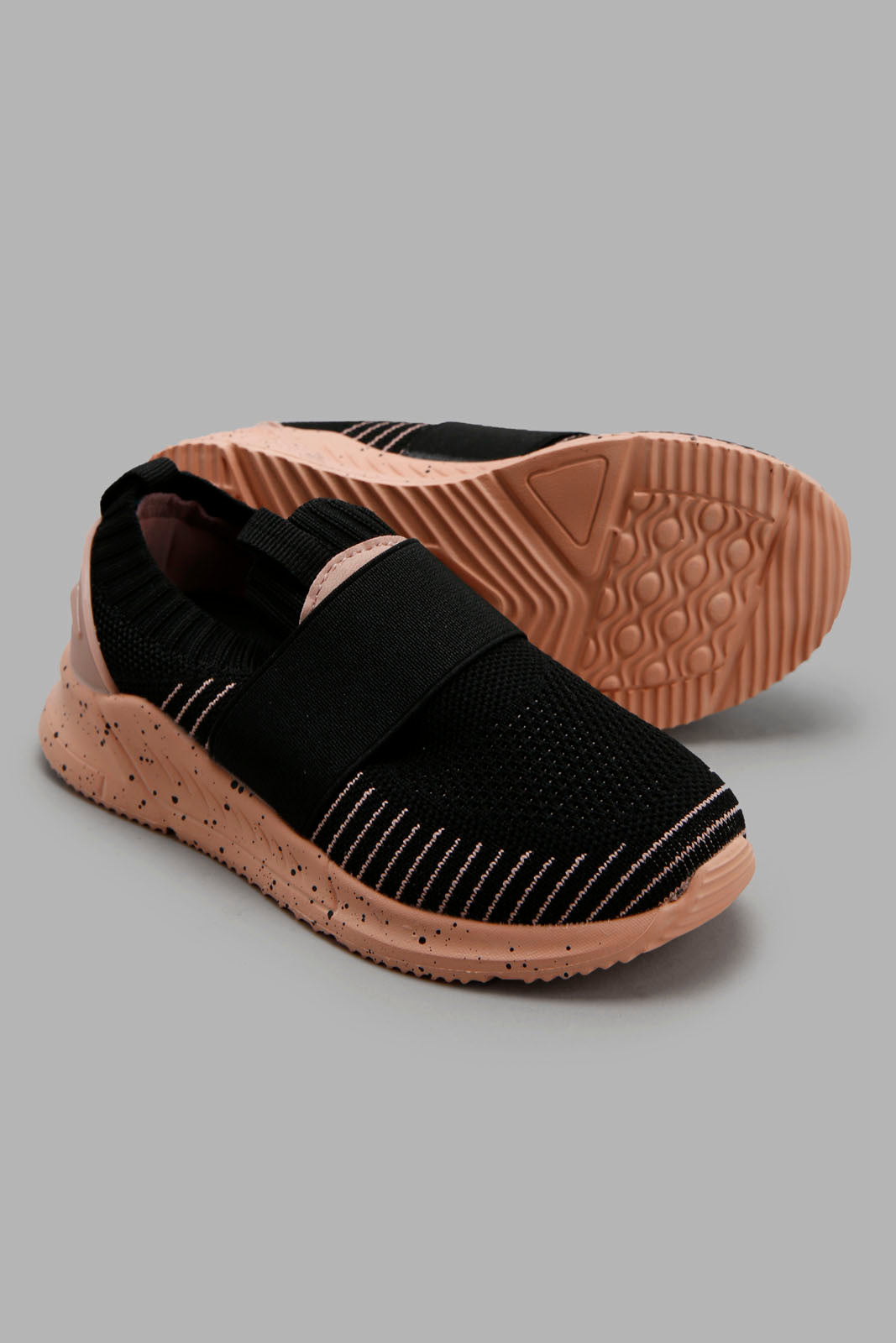 Redtag-Black-Knit-Slip-On-Sneaker-Category:Trainers,-Colour:Black,-Deals:New-In,-Filter:Girls-Footwear-(3-to-5-Yrs),-GIR-Trainers,-New-In-GIR-FOO,-Non-Sale,-Section:Girls-(0-to-14Yrs),-W22B-Girls-3 to 5 Years