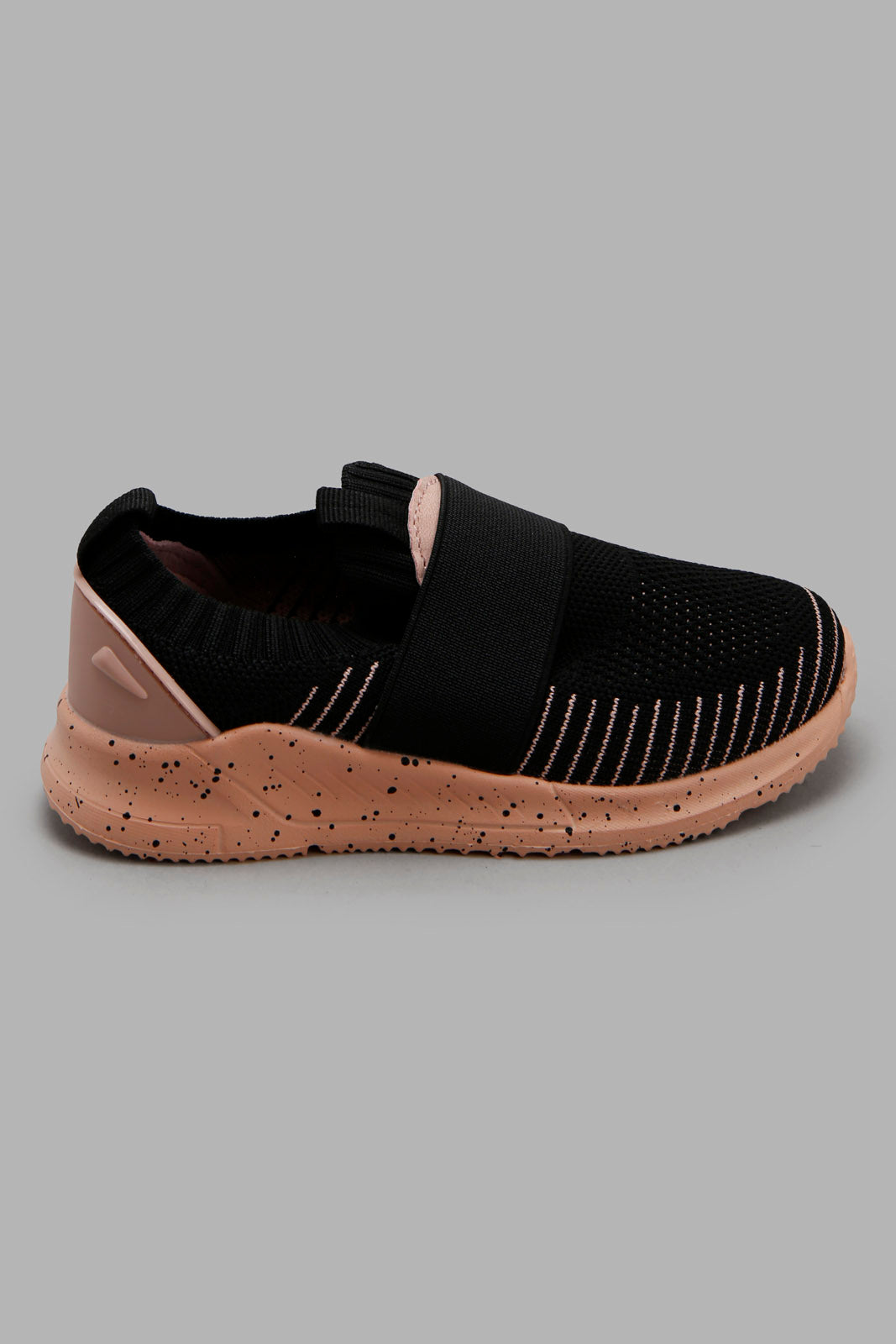 Redtag-Black-Knit-Slip-On-Sneaker-Category:Trainers,-Colour:Black,-Deals:New-In,-Filter:Girls-Footwear-(3-to-5-Yrs),-GIR-Trainers,-New-In-GIR-FOO,-Non-Sale,-Section:Girls-(0-to-14Yrs),-W22B-Girls-3 to 5 Years