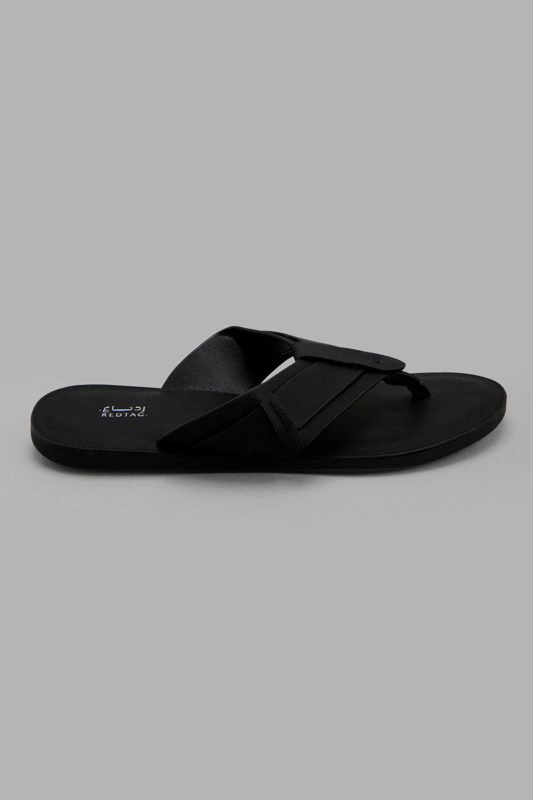 Redtag-Black-Material-Block-Toe-Post-Category:Sandals,-Colour:Black,-Deals:New-In,-Filter:Men's-Footwear,-Men-Sandals,-New-In-Men-FOO,-Non-Sale,-Section:Men,-W22A-Men's-