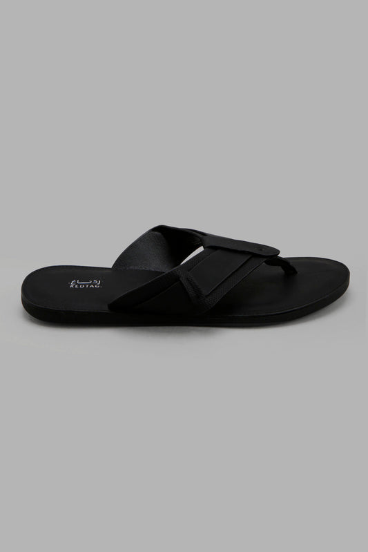 Redtag-Black-Material-Block-Toe-Post-Category:Sandals,-Colour:Black,-Deals:New-In,-Filter:Men's-Footwear,-Men-Sandals,-New-In-Men-FOO,-Non-Sale,-Section:Men,-W22A-Men's-