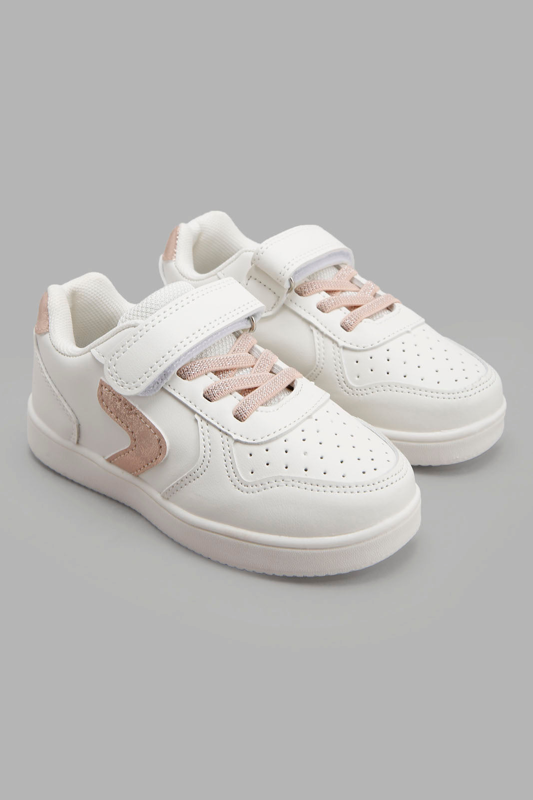 Redtag-White-Velcro-Strap-Sneakers-Category:Trainers,-Colour:White,-Deals:New-In,-Filter:Girls-Footwear-(3-to-5-Yrs),-GIR-Trainers,-New-In-GIR-FOO,-Non-Sale,-Section:Girls-(0-to-14Yrs),-W22A-Girls-3 to 5 Years