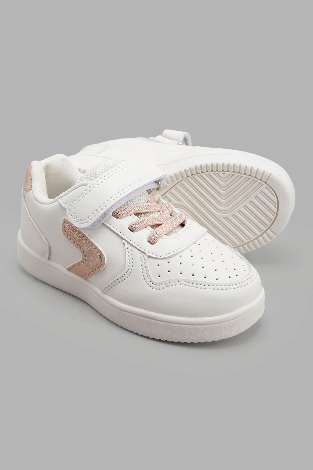 Redtag-White-Velcro-Strap-Sneakers-Category:Trainers,-Colour:White,-Deals:New-In,-Filter:Girls-Footwear-(3-to-5-Yrs),-GIR-Trainers,-New-In-GIR-FOO,-Non-Sale,-Section:Girls-(0-to-14Yrs),-W22A-Girls-3 to 5 Years