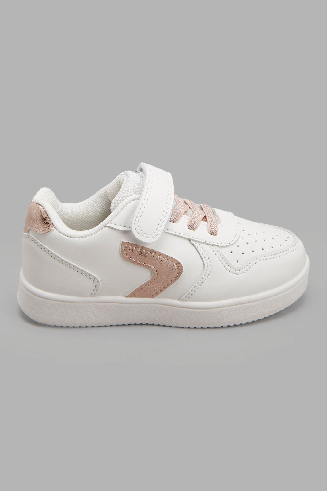 Redtag-White-Velcro-Strap-Sneakers-Category:Trainers,-Colour:White,-Deals:New-In,-Filter:Girls-Footwear-(3-to-5-Yrs),-GIR-Trainers,-New-In-GIR-FOO,-Non-Sale,-Section:Girls-(0-to-14Yrs),-W22A-Girls-3 to 5 Years