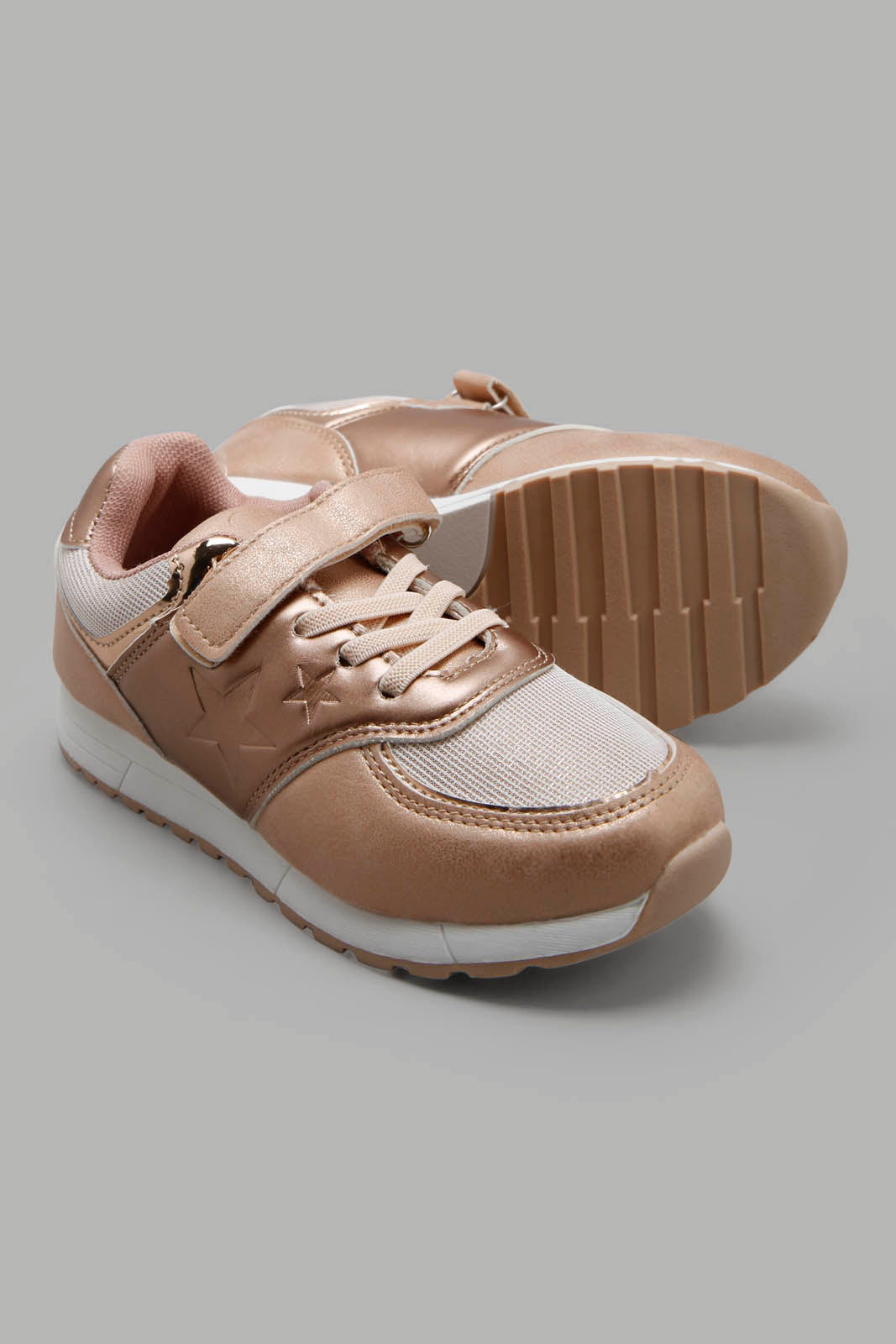Redtag-Pink-Star-Embosed-Sneakers-Category:Trainers,-Colour:Pink,-Deals:New-In,-Filter:Girls-Footwear-(3-to-5-Yrs),-GIR-Trainers,-New-In-GIR-FOO,-Non-Sale,-Section:Girls-(0-to-14Yrs),-W22A-Girls-3 to 5 Years