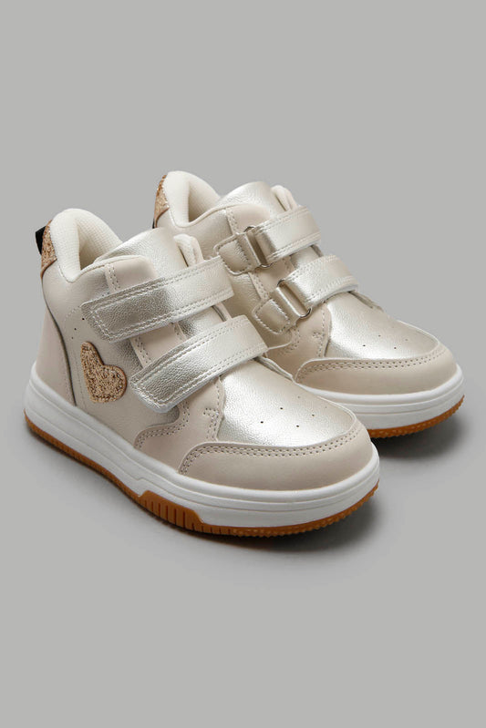 Redtag-Cream-Velcro-Strap-Sneaker-Category:Trainers,-Colour:Cream,-Deals:New-In,-Filter:Girls-Footwear-(3-to-5-Yrs),-GIR-Trainers,-New-In-GIR-FOO,-Non-Sale,-Section:Girls-(0-to-14Yrs),-W22A-Girls-3 to 5 Years