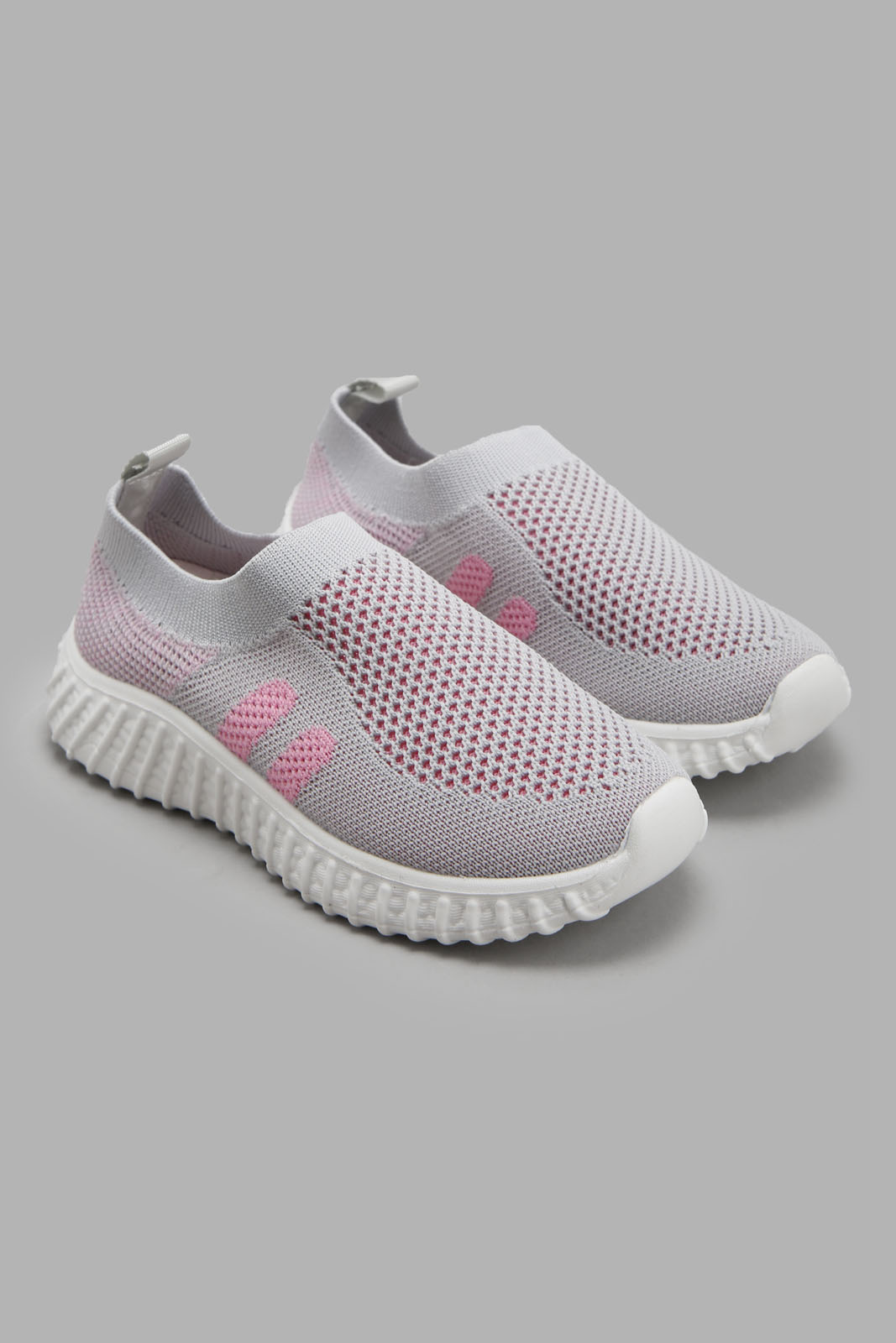 Redtag-Grey-Flyknit-Sneakers-Category:Trainers,-Colour:Grey,-Deals:New-In,-Filter:Girls-Footwear-(3-to-5-Yrs),-GIR-Trainers,-New-In-GIR-FOO,-Non-Sale,-Section:Girls-(0-to-14Yrs),-W22A-Girls-3 to 5 Years