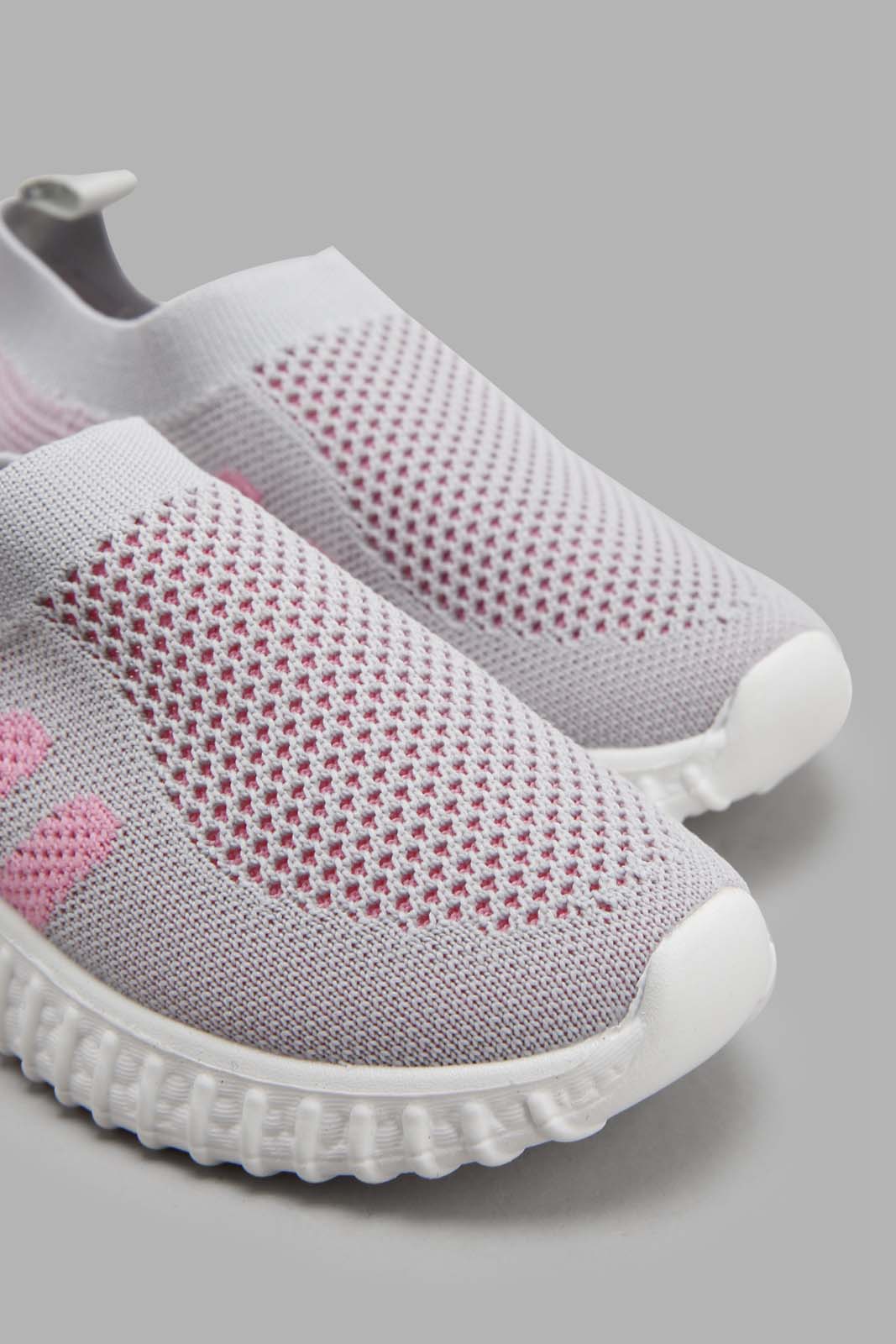 Redtag-Grey-Flyknit-Sneakers-Category:Trainers,-Colour:Grey,-Deals:New-In,-Filter:Girls-Footwear-(3-to-5-Yrs),-GIR-Trainers,-New-In-GIR-FOO,-Non-Sale,-Section:Girls-(0-to-14Yrs),-W22A-Girls-3 to 5 Years