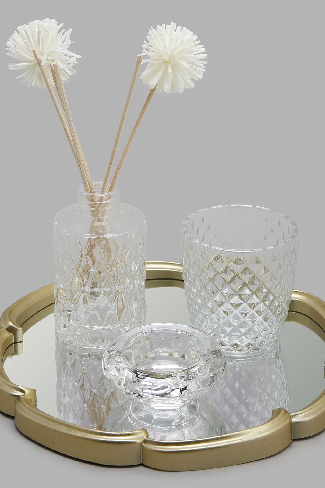 Redtag-Gold-Tray-With-Candle-Holder(4-Piece)-Category:Artefact,-Colour:Gold,-Deals:New-In,-Filter:Home-Decor,-HMW-HOM-Decorative-Accessories,-New-In-HMW-HOM,-Non-Sale,-Section:Homewares,-W22B-Home-Decor-