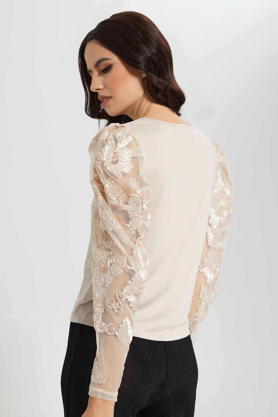 Redtag-Beige-Textured-Sleeve-Top-Category:Blouses,-Colour:Beige,-Deals:New-In,-EID,-Filter:Women's-Clothing,-New-In-Women-APL,-Non-Sale,-Section:Women,-W22O,-Women-Blouses-Women's-