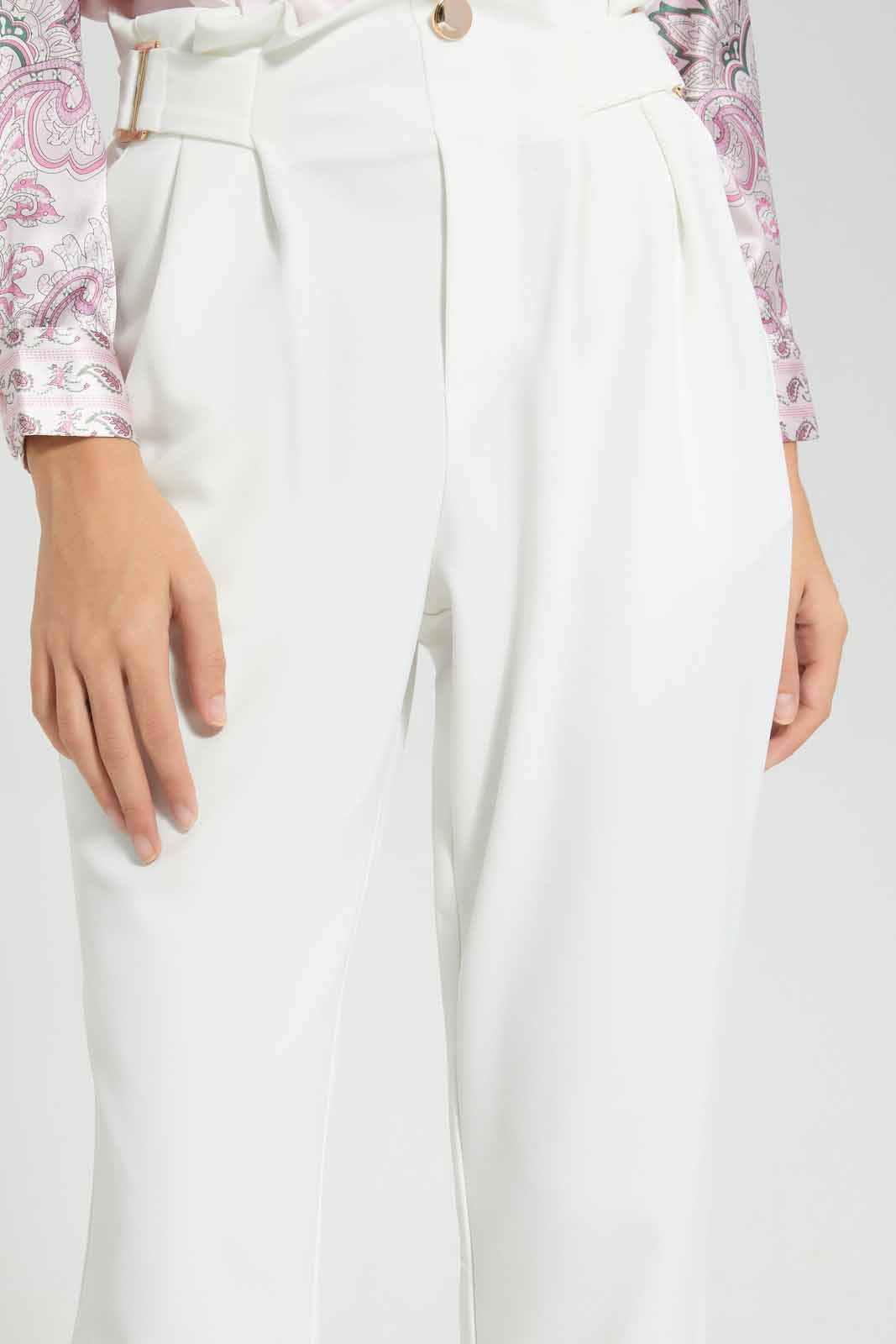 Redtag-White-Buckle-Detail-Trouser-Category:Trousers,-Colour:White,-Deals:New-In,-FF,-Filter:Women's-Clothing,-New-In-Women-APL,-Non-Sale,-Section:Women,-W22O,-Women-Trousers-Women's-