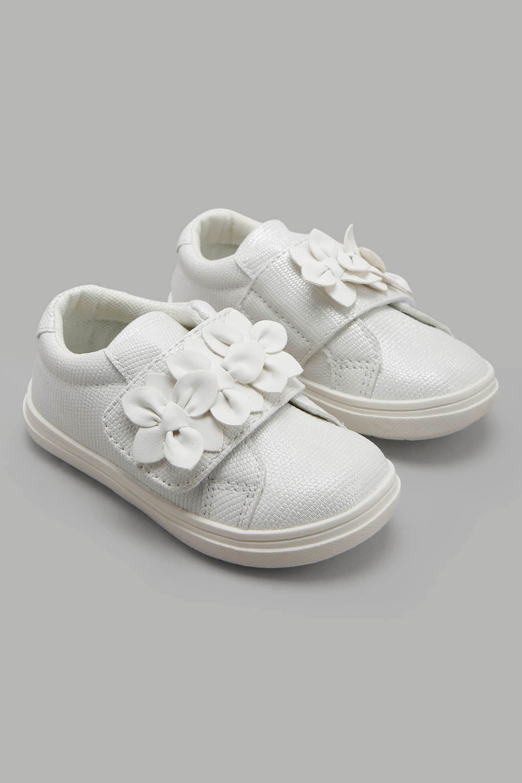 Redtag-White-Floral-Trim-Sneaker-Category:Shoes,-Colour:White,-Deals:New-In,-Filter:Girls-Footwear-(1-to-3-Yrs),-ING-Shoes,-NDAY,-New-In-ING-FOO,-Non-Sale,-Section:Girls-(0-to-14Yrs),-W22A-Infant-Girls-1 to 3 Years