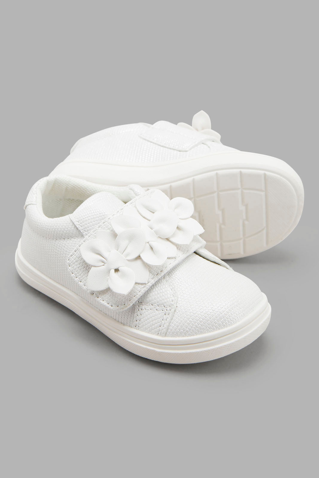Redtag-White-Floral-Trim-Sneaker-Category:Shoes,-Colour:White,-Deals:New-In,-Filter:Girls-Footwear-(1-to-3-Yrs),-ING-Shoes,-NDAY,-New-In-ING-FOO,-Non-Sale,-Section:Girls-(0-to-14Yrs),-W22A-Infant-Girls-1 to 3 Years