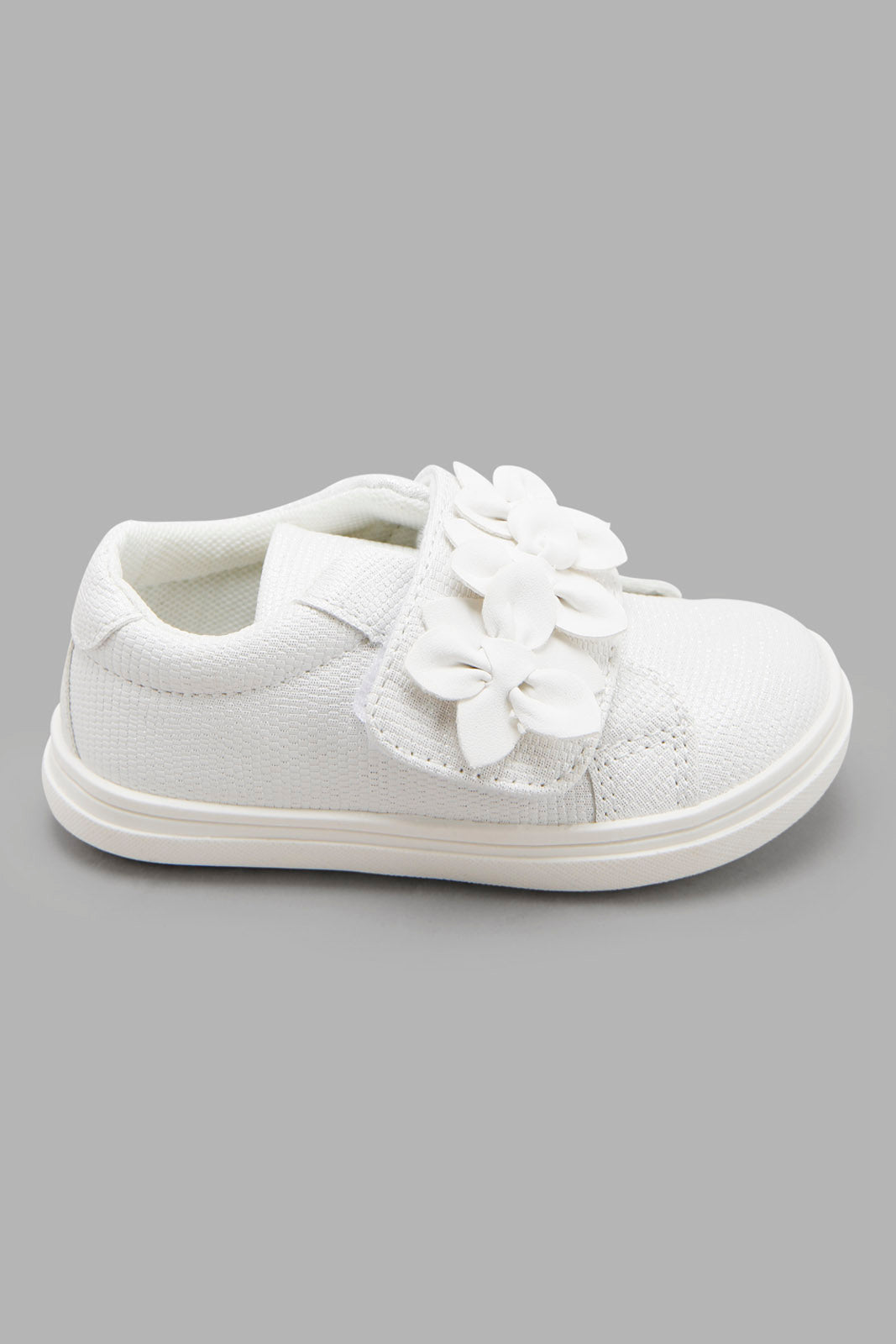 Redtag-White-Floral-Trim-Sneaker-Category:Shoes,-Colour:White,-Deals:New-In,-Filter:Girls-Footwear-(1-to-3-Yrs),-ING-Shoes,-NDAY,-New-In-ING-FOO,-Non-Sale,-Section:Girls-(0-to-14Yrs),-W22A-Infant-Girls-1 to 3 Years