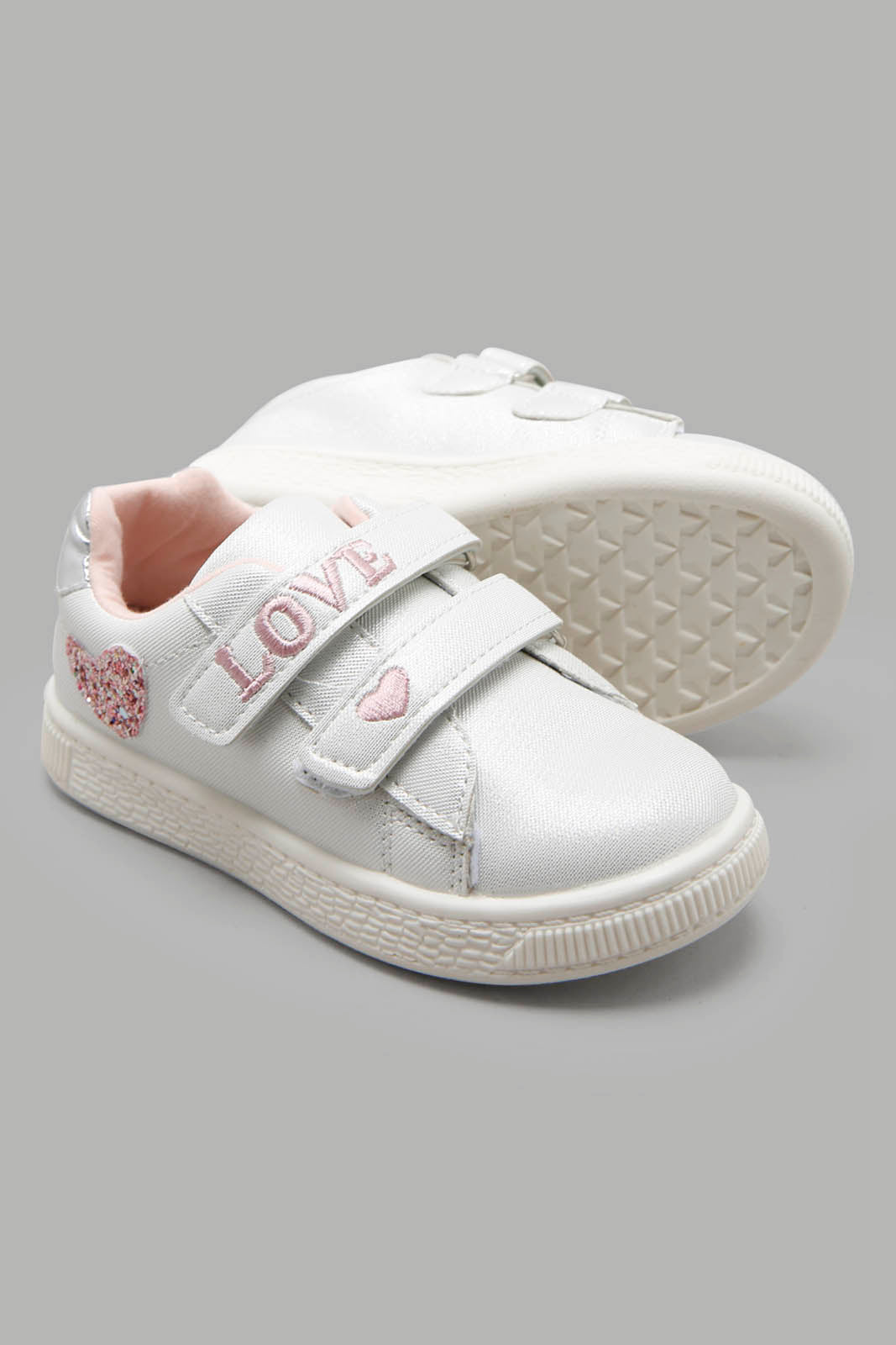 Redtag-White-Double-Velcro-Sneaker-Category:Shoes,-Colour:White,-Deals:New-In,-Filter:Girls-Footwear-(1-to-3-Yrs),-ING-Shoes,-New-In-ING-FOO,-Non-Sale,-Section:Girls-(0-to-14Yrs),-W22A-Infant-Girls-1 to 3 Years