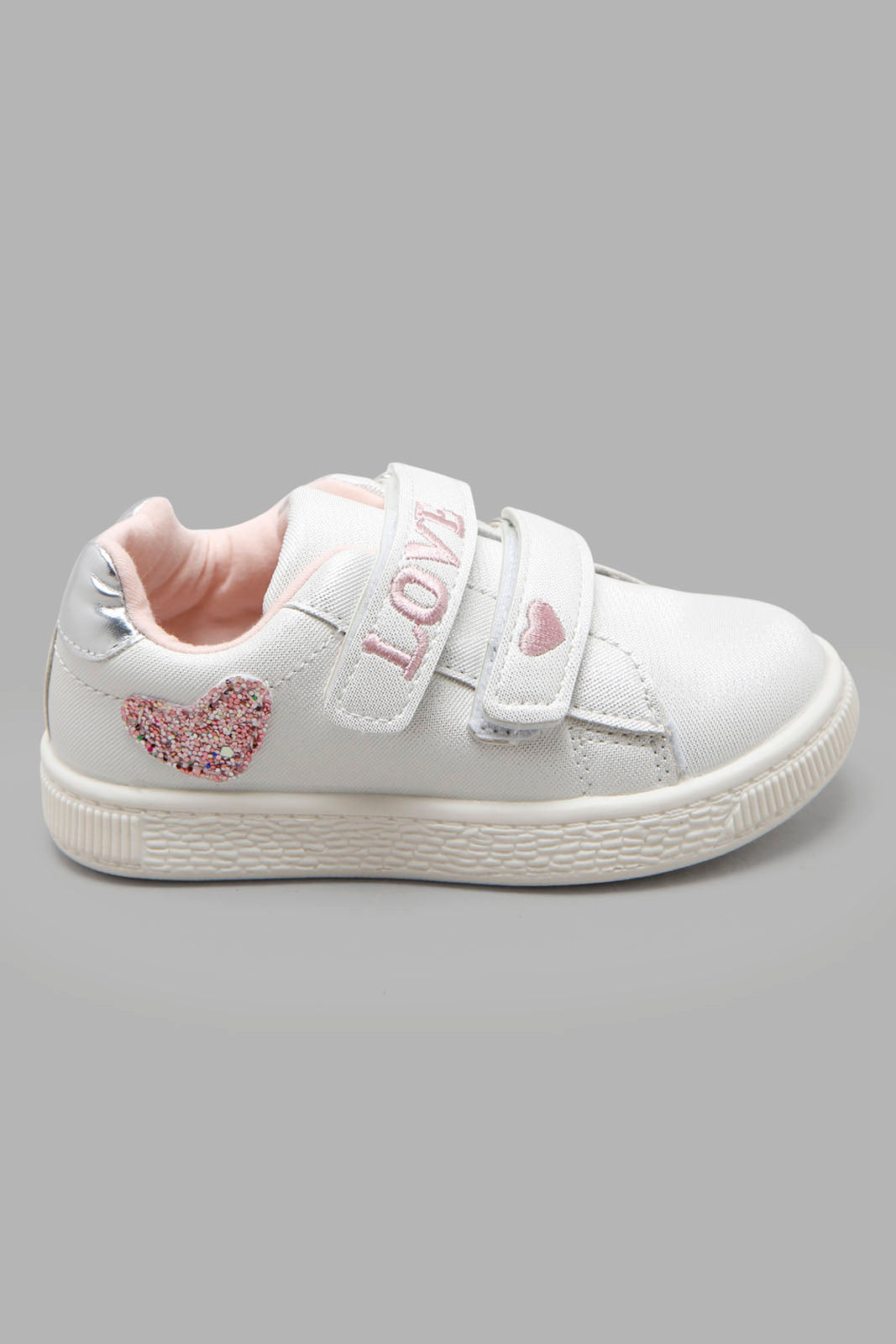 Redtag-White-Double-Velcro-Sneaker-Category:Shoes,-Colour:White,-Deals:New-In,-Filter:Girls-Footwear-(1-to-3-Yrs),-ING-Shoes,-New-In-ING-FOO,-Non-Sale,-Section:Girls-(0-to-14Yrs),-W22A-Infant-Girls-1 to 3 Years
